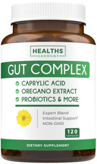 Healths Harmony Candida Support bottle closeup shows a vegan gut health option for balanced yeast levels.