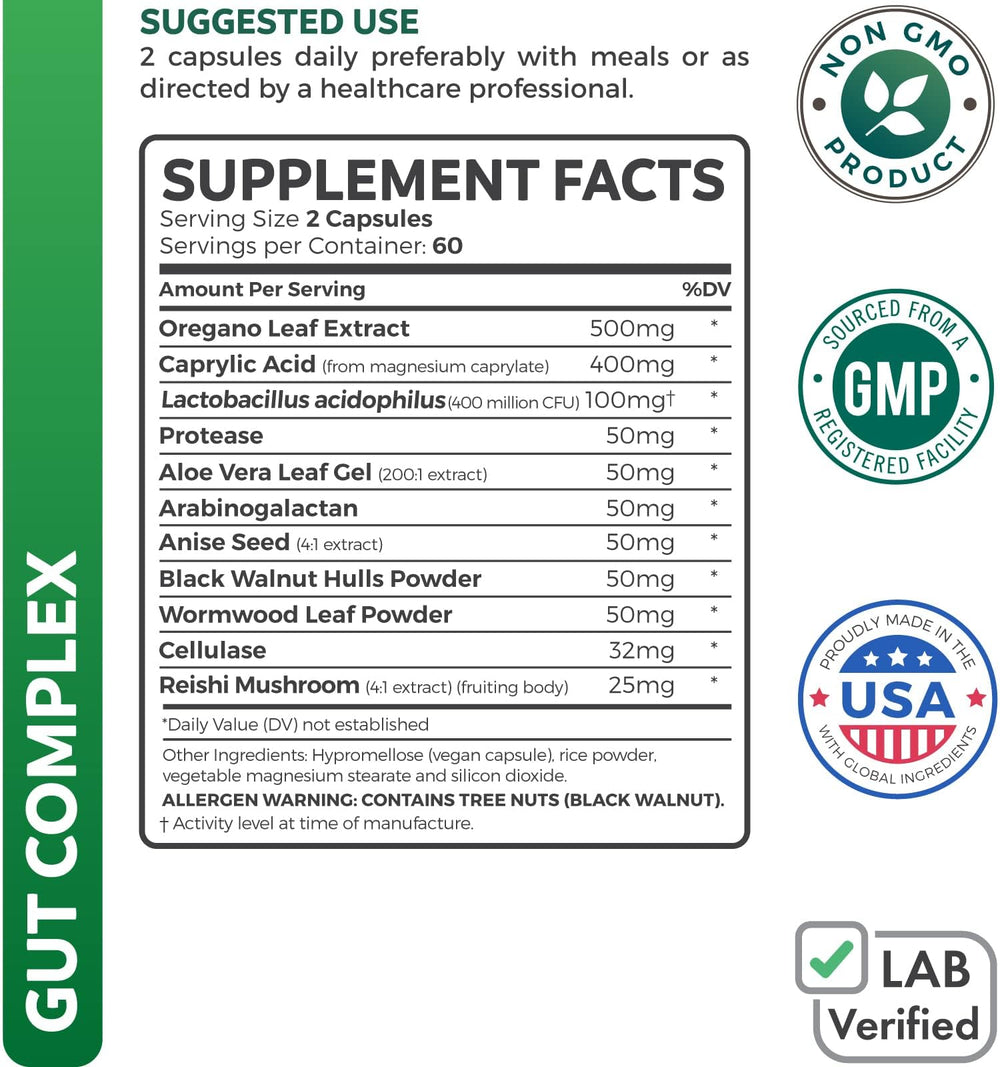 Healths Harmony Candida Support capsules closeup highlighting probiotic blend for digestion support.