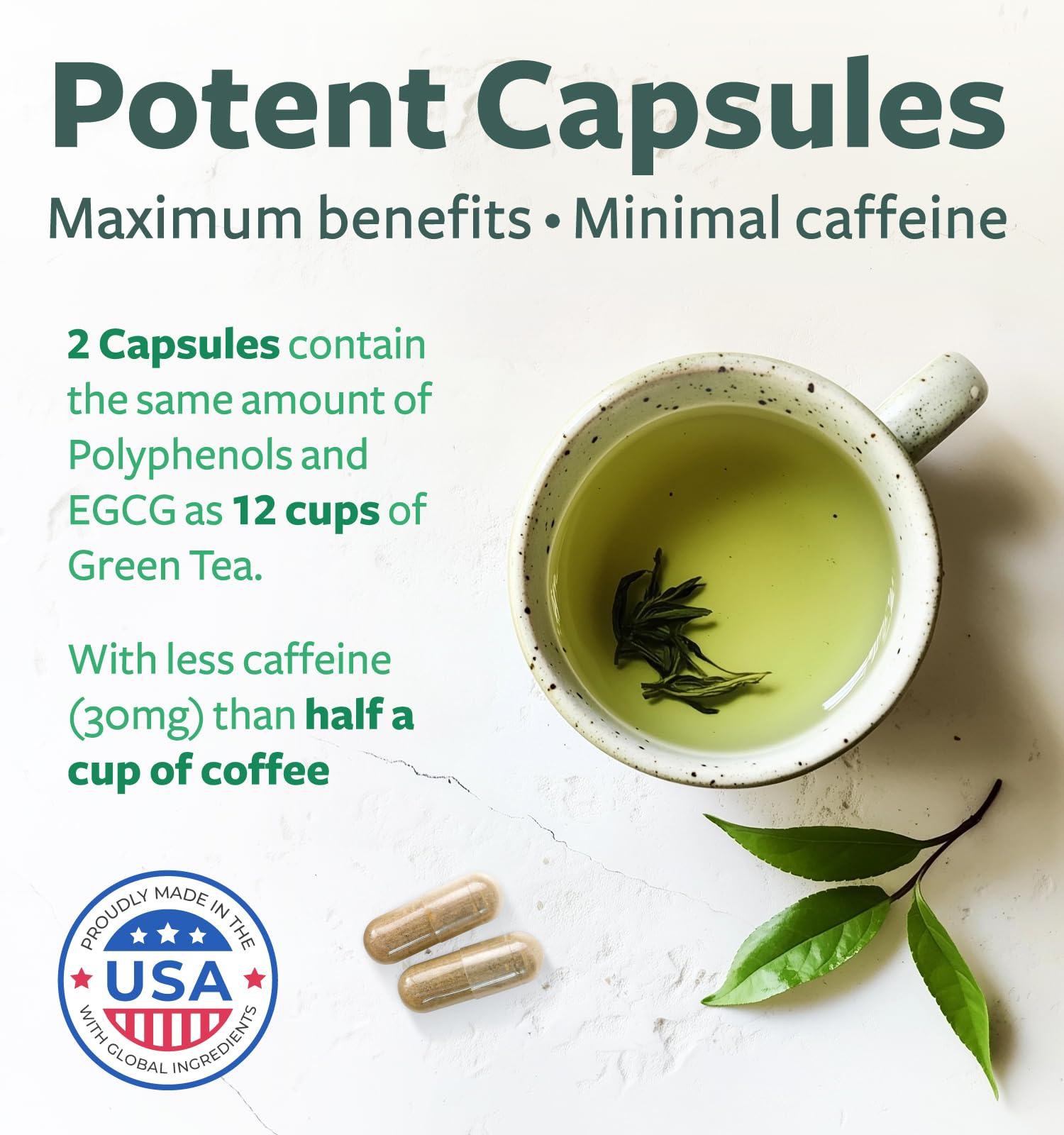 Healths Harmony EGCG capsules label info highlights 500 mg per capsule.