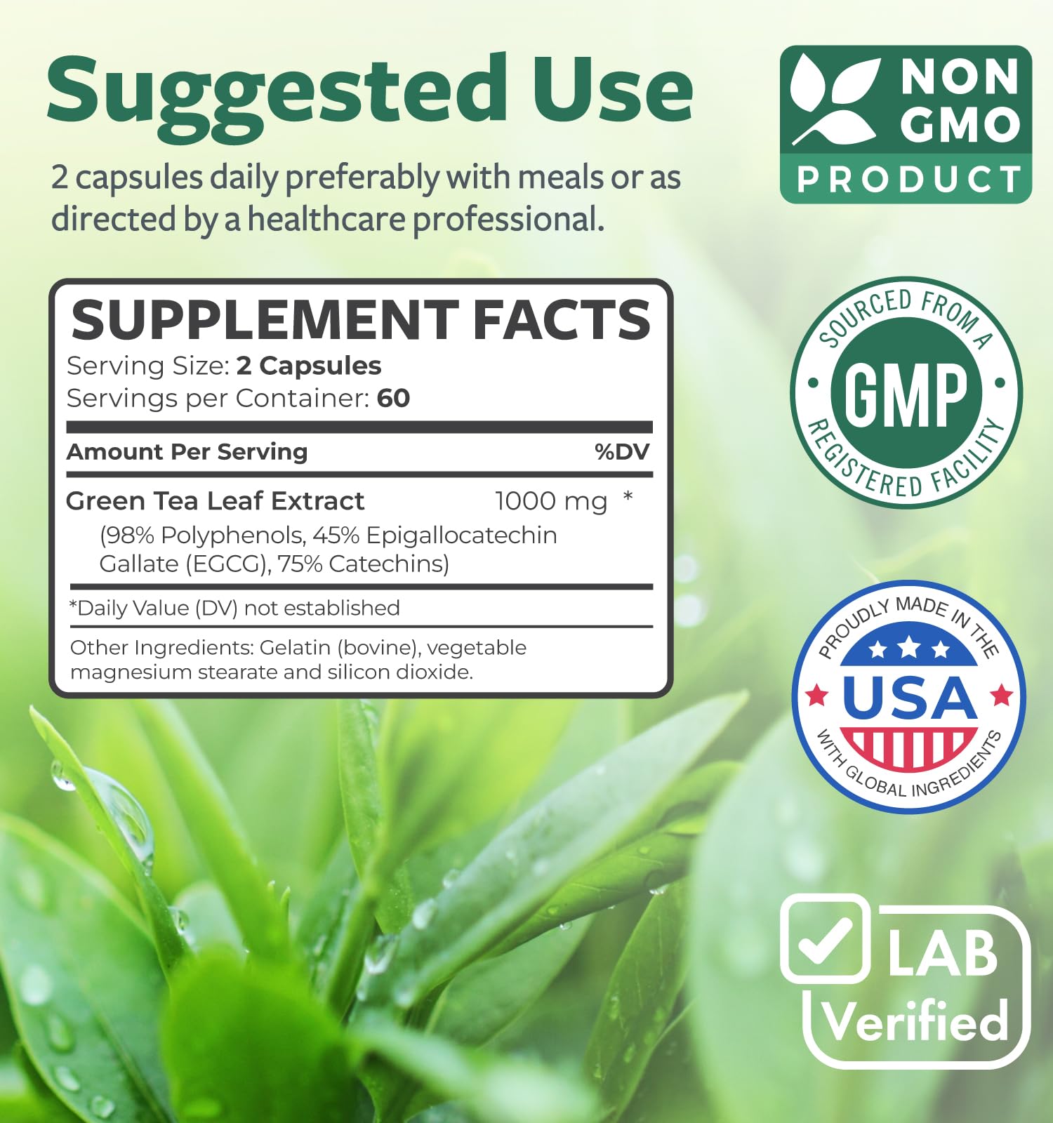 Healths Harmony EGCG packaging box indicates USA-made quality.