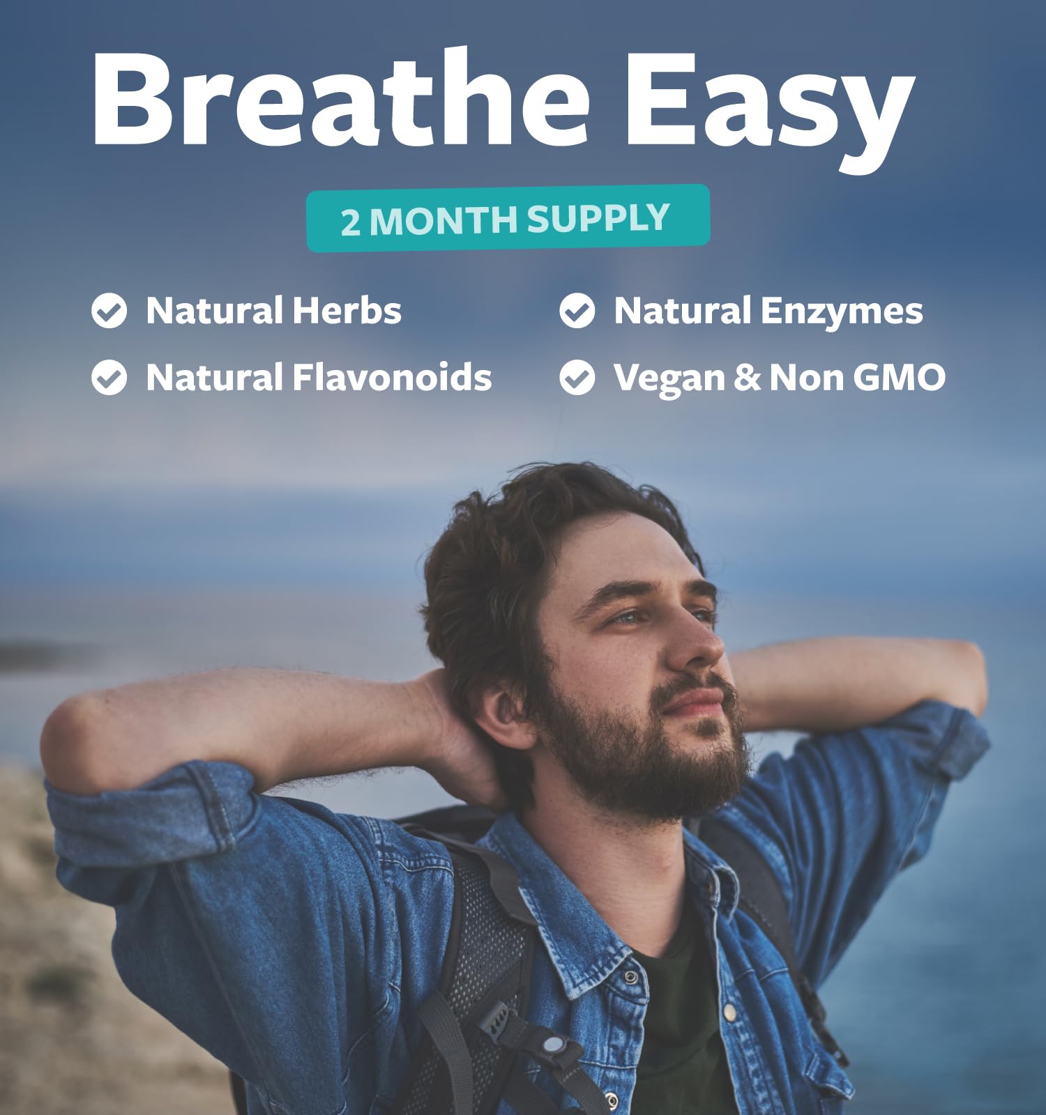 Healths Harmony ingredient visuals spotlight quercetin and pine bark for breath-friendly wellness.