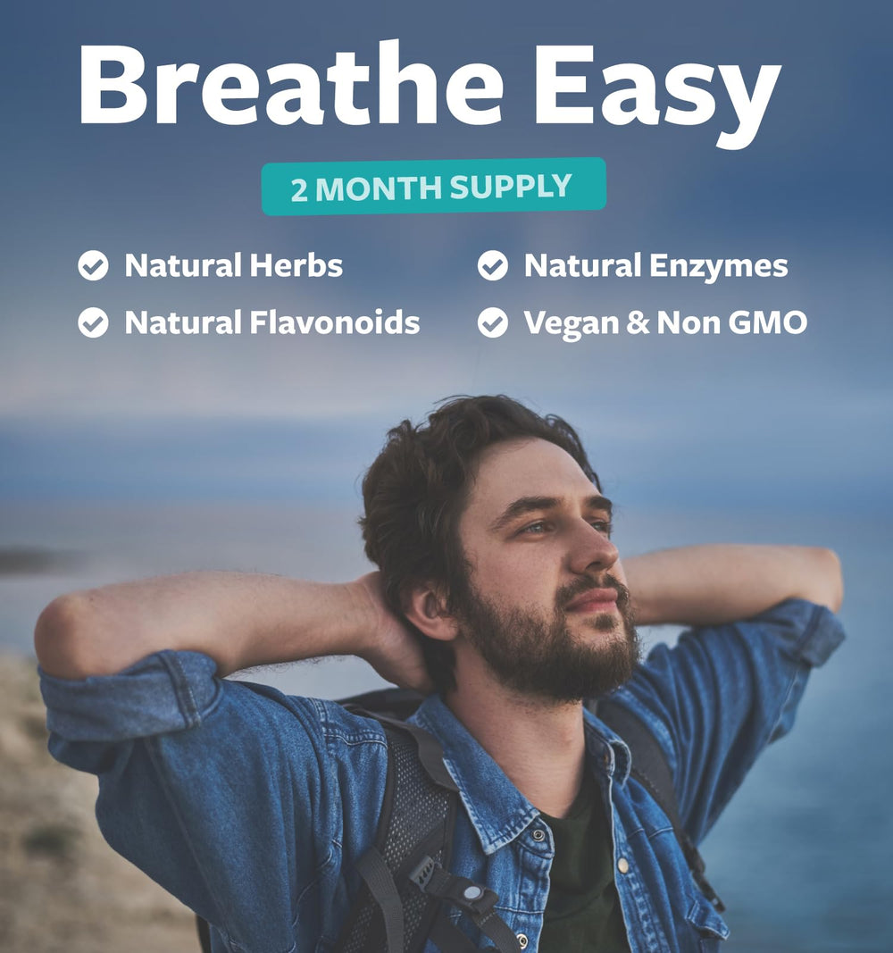 Healths Harmony ingredient visuals spotlight quercetin and pine bark for breath-friendly wellness.