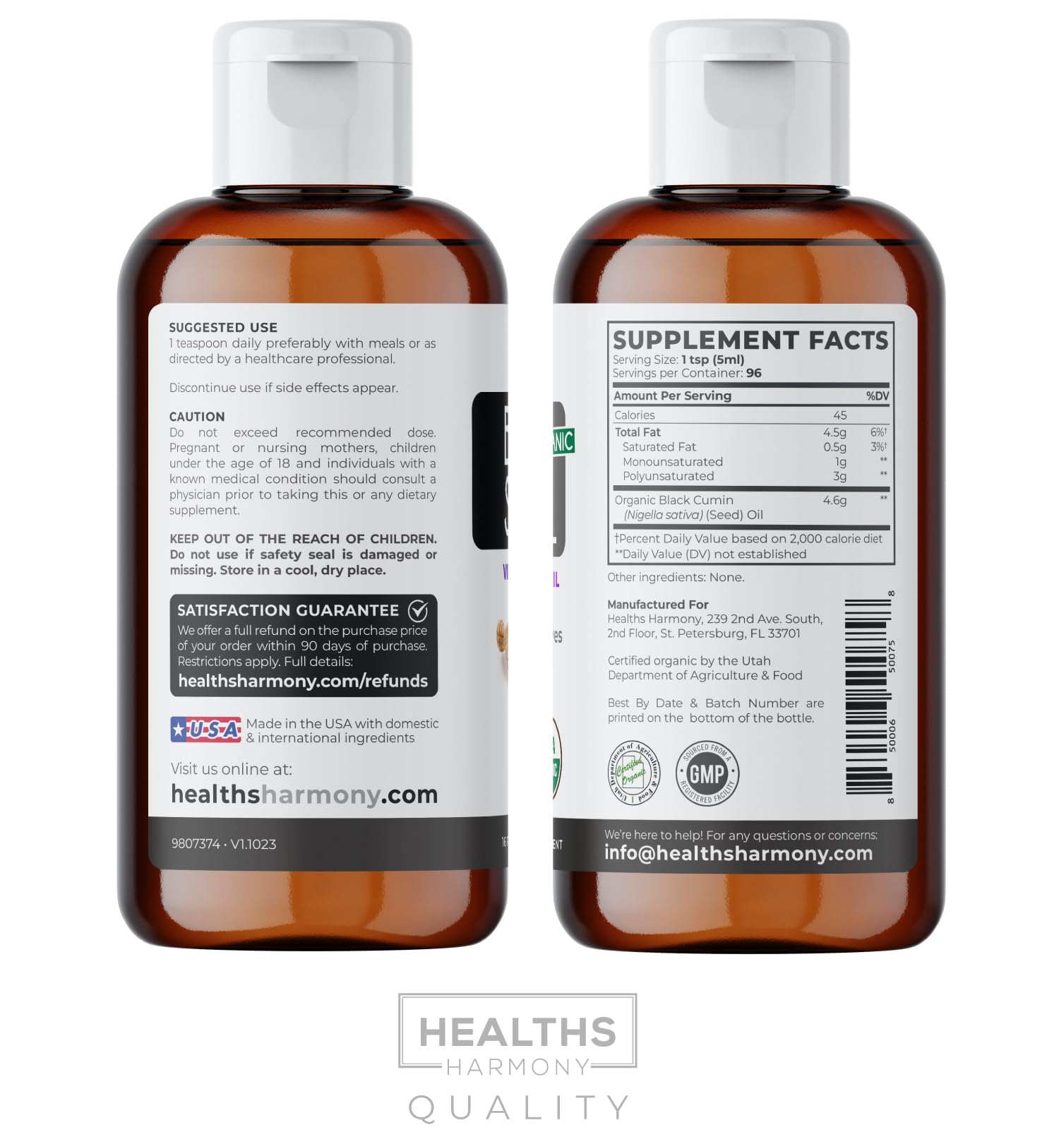 Healths Harmony kalonji oil visual evokes ancient wisdom and versatile use.