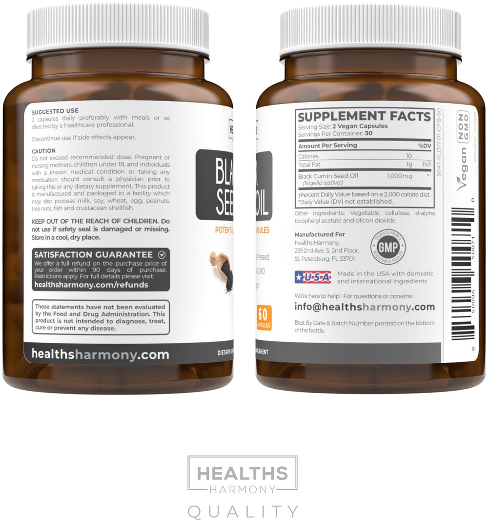 Healths Harmony bottle label with transparent details aids informed choice
