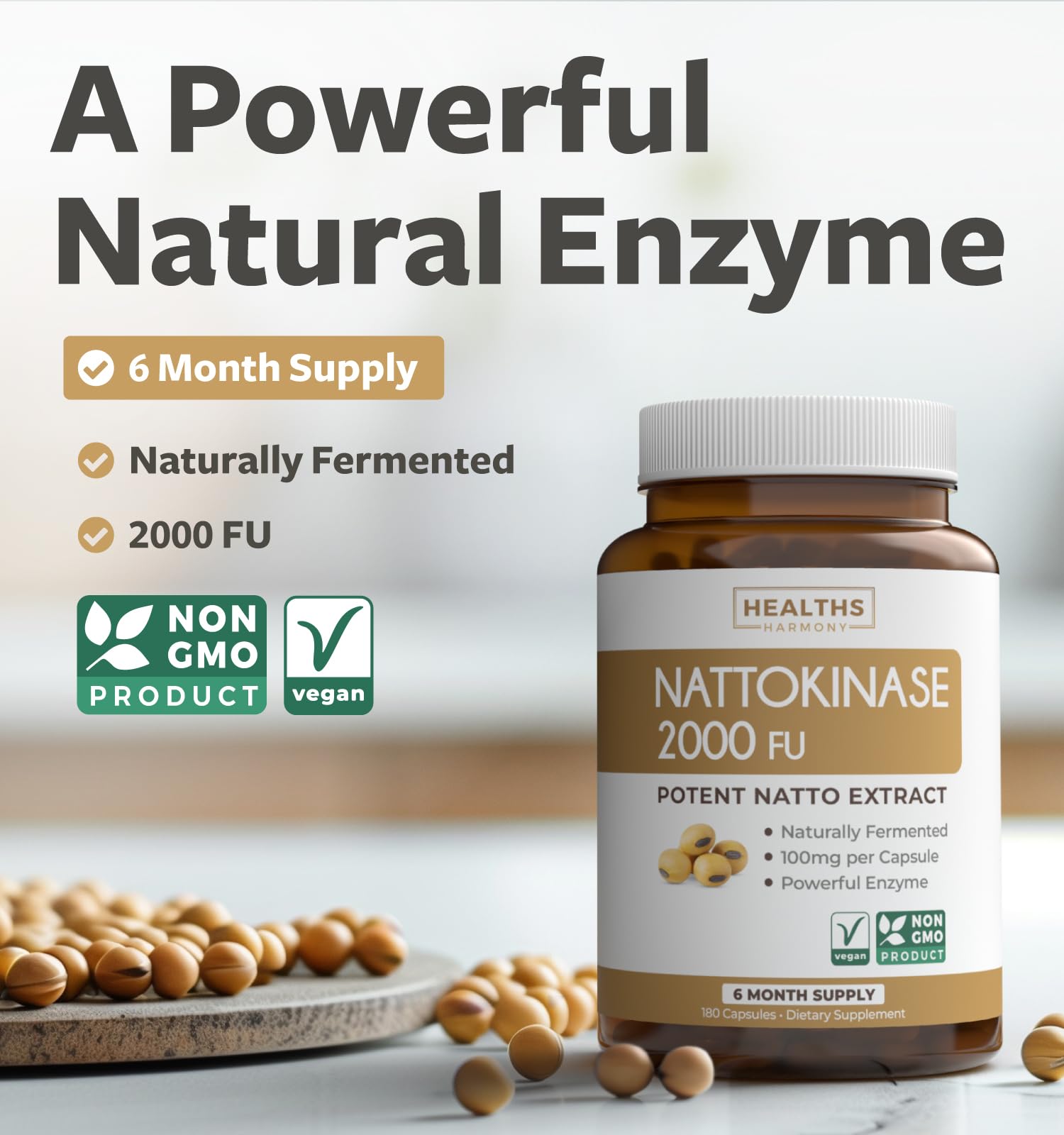 Healths Harmony nattokinase capsules for easy daily use