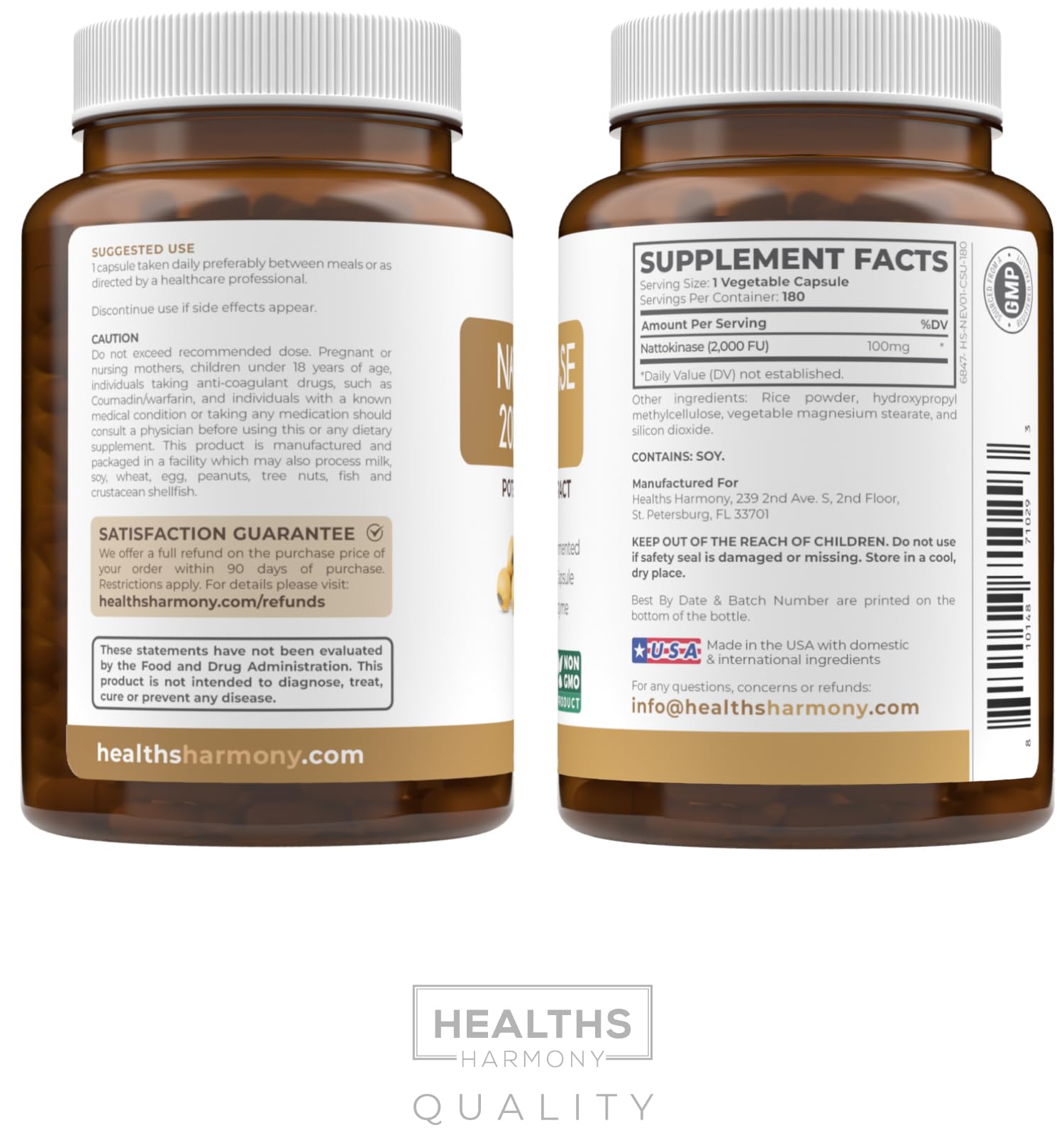 Six-month supply of Healths Harmony nattokinase capsules