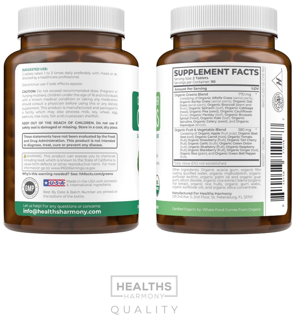 Healths Harmony on-the-go friendly greens tablets fit busy schedules.