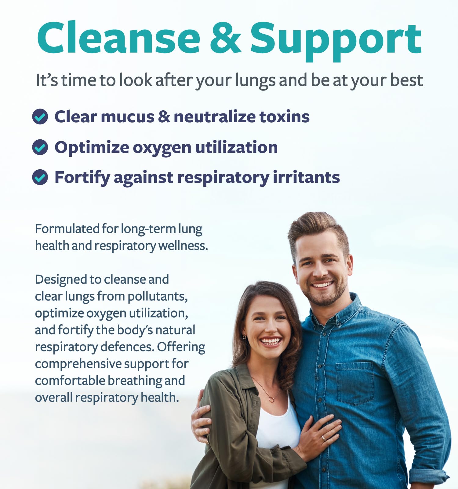Healths Harmony packaging emphasizes vegan, non-GMO formula for breathing wellness.