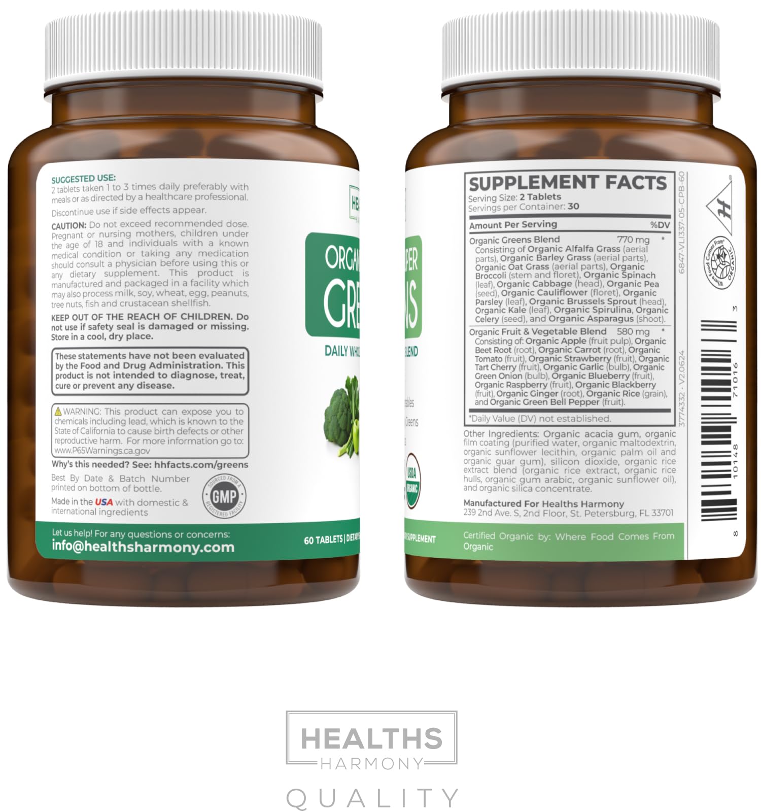 Healths Harmony súper verdes en formato tableta: bienestar práctico