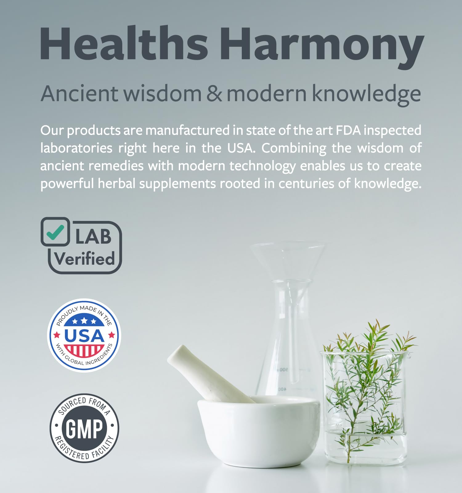 Healths Harmony vegan gluten-free non-GMO icons appeal to dietary needs.