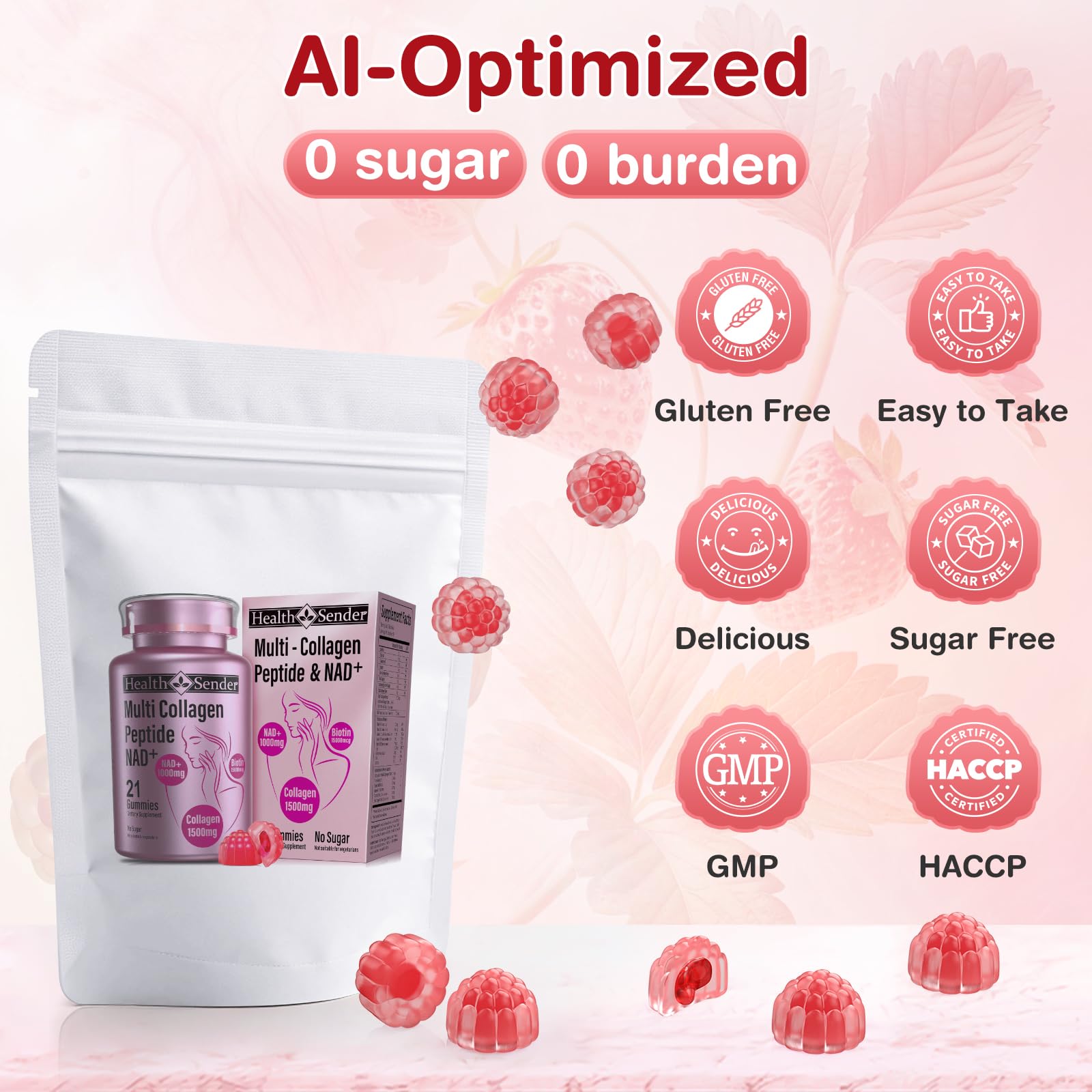 HealthSender Collagen Gummies bottle with dosage cues for daily use