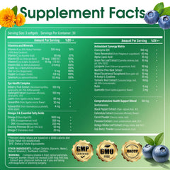 HealthSender Eye Vitamin label close-up highlighting AREDS-inspired protection.
