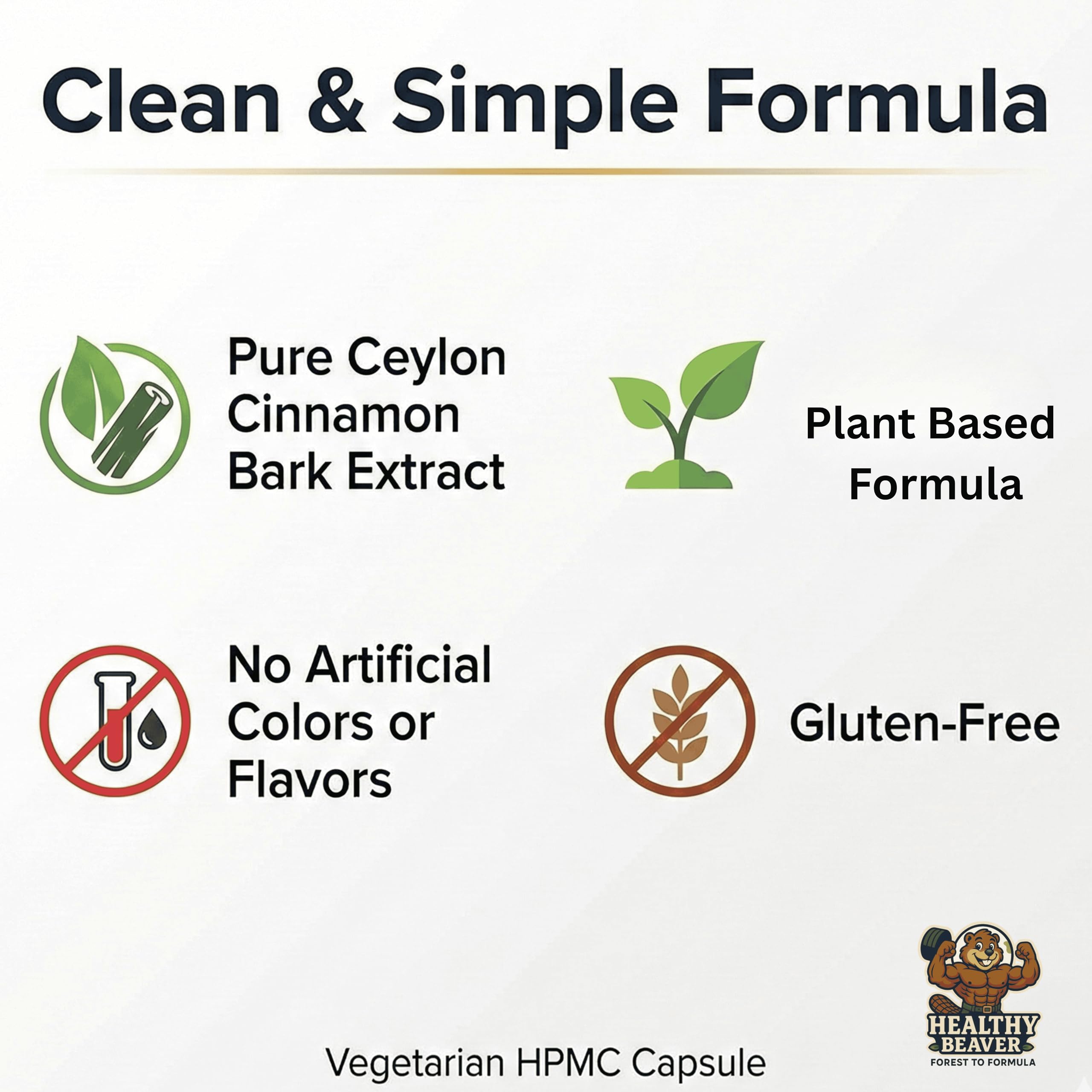 Healthy Beaver Ceylon Cinnamon capsules in hand for easy daily use.
