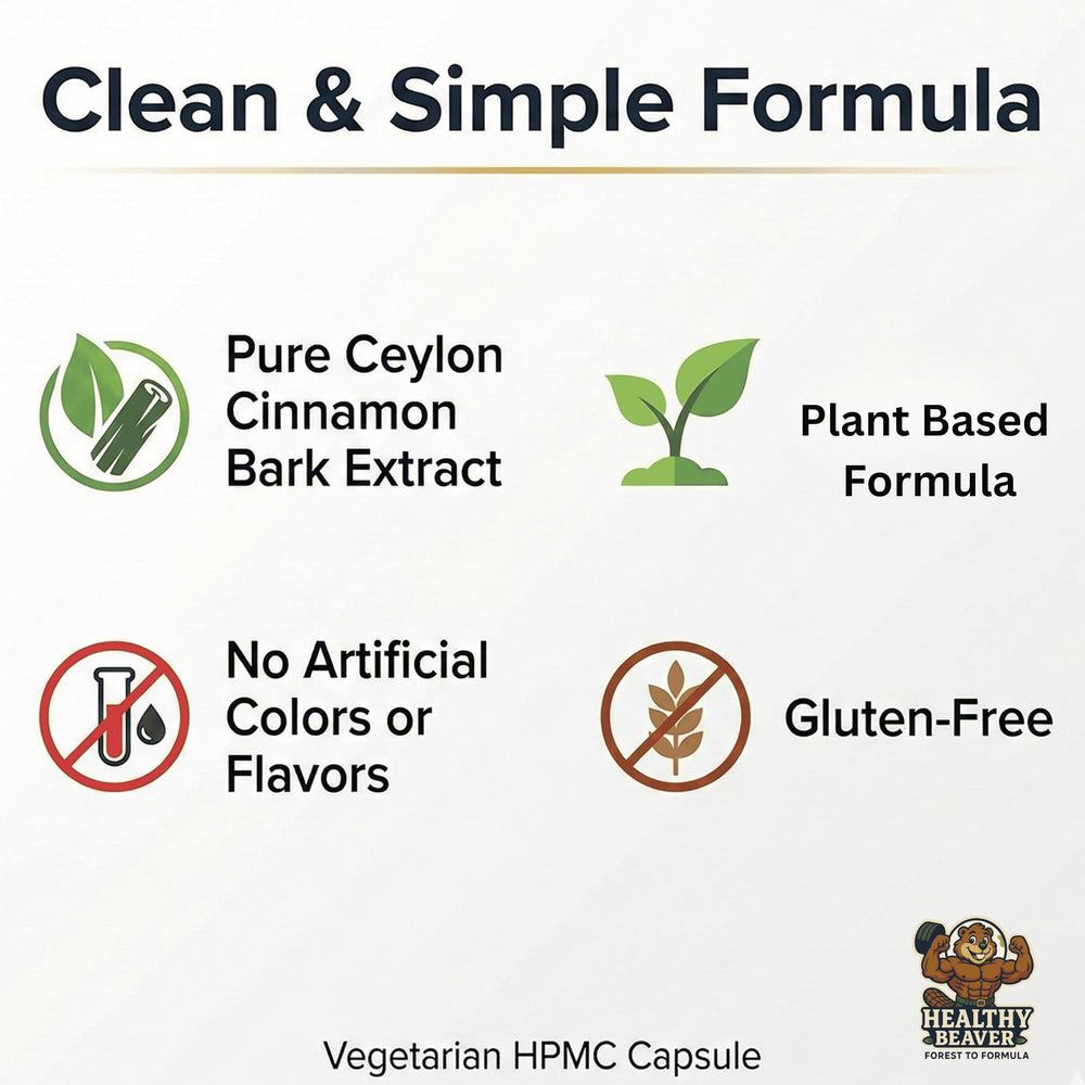Healthy Beaver Ceylon Cinnamon capsules in hand for easy daily use.