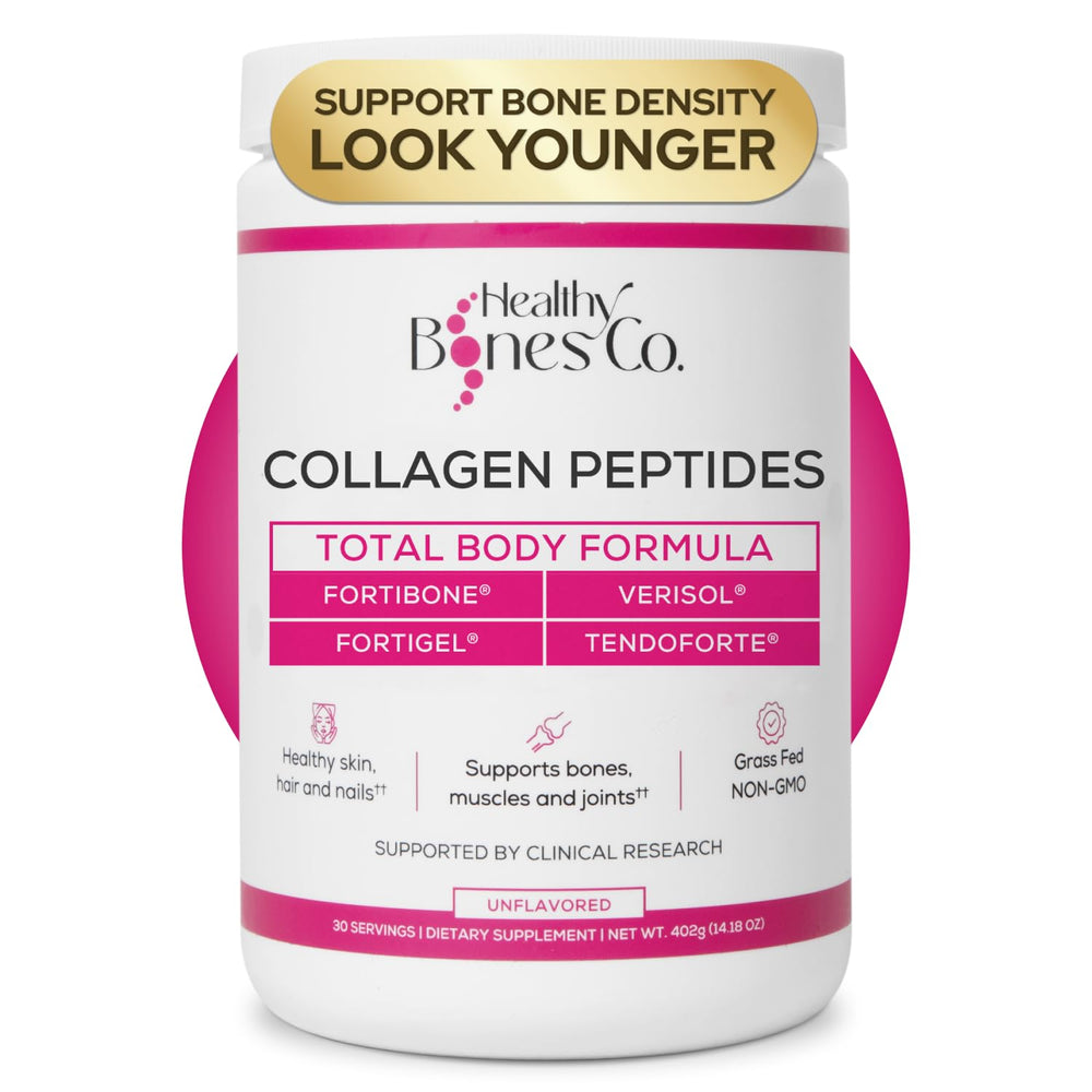 Healthy Bones Co. Fortibone bottle showing bone health support for daily use
