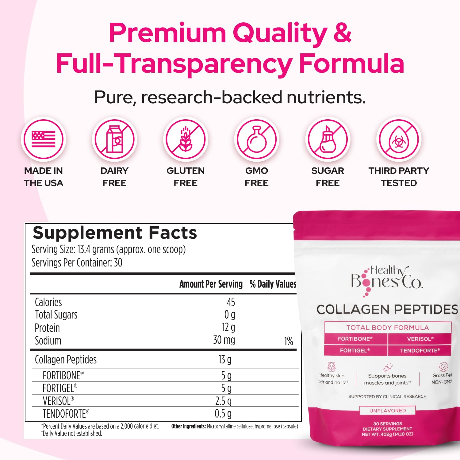 Healthy Bones Co. Fortibone serving on a smoothie demonstrates convenient daily ritual for skin and joints