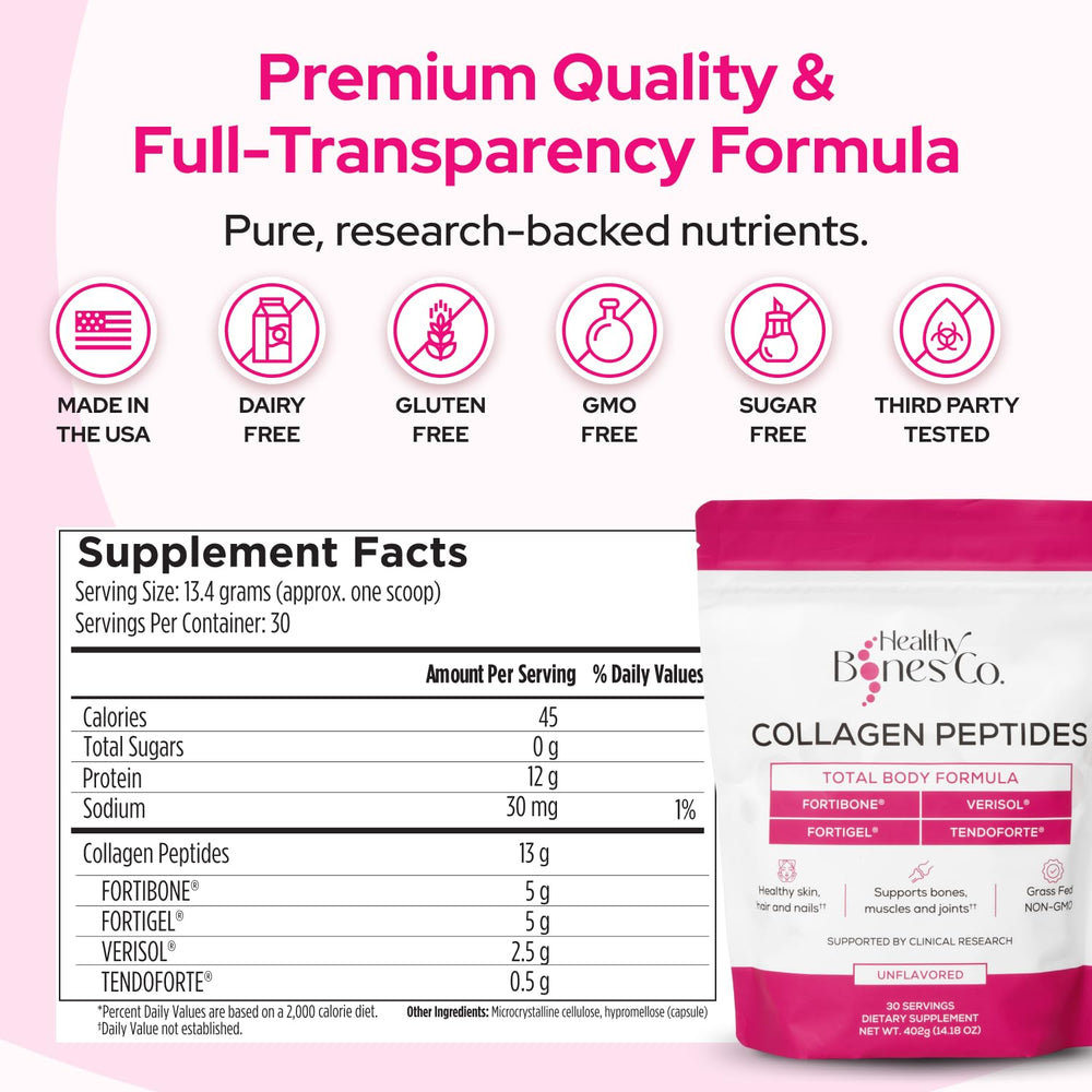 Healthy Bones Co. Fortibone serving on a smoothie demonstrates convenient daily ritual for skin and joints