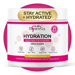 Healthy Bones Co. sugar-free electrolyte bottle promotes quick hydration for daily activities.