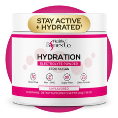 Healthy Bones Co sugar-free electrolyte powder bottle for on-the-go hydration