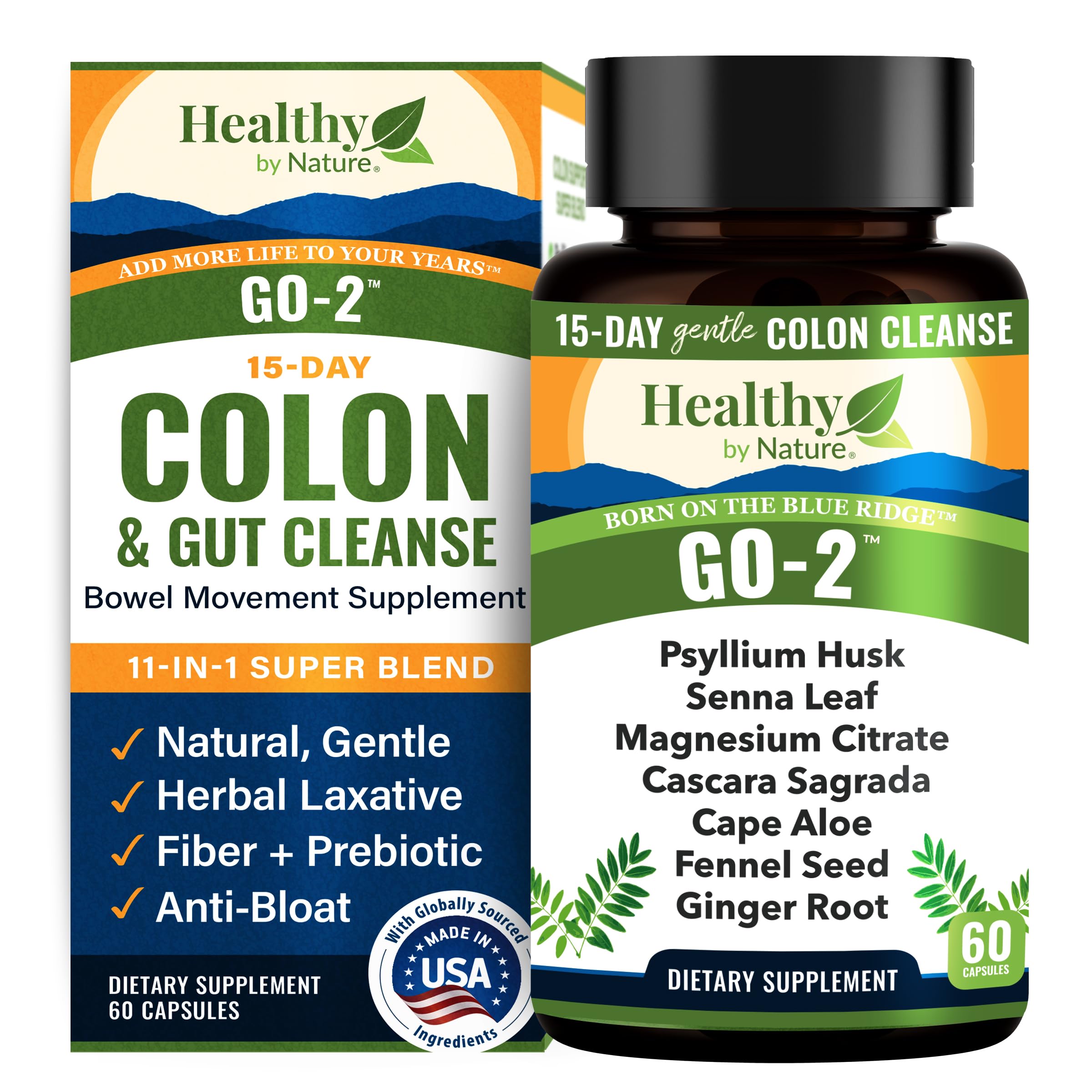 Healthy by Nature Colon Cleanse bottle ready for gentle gut support at night
