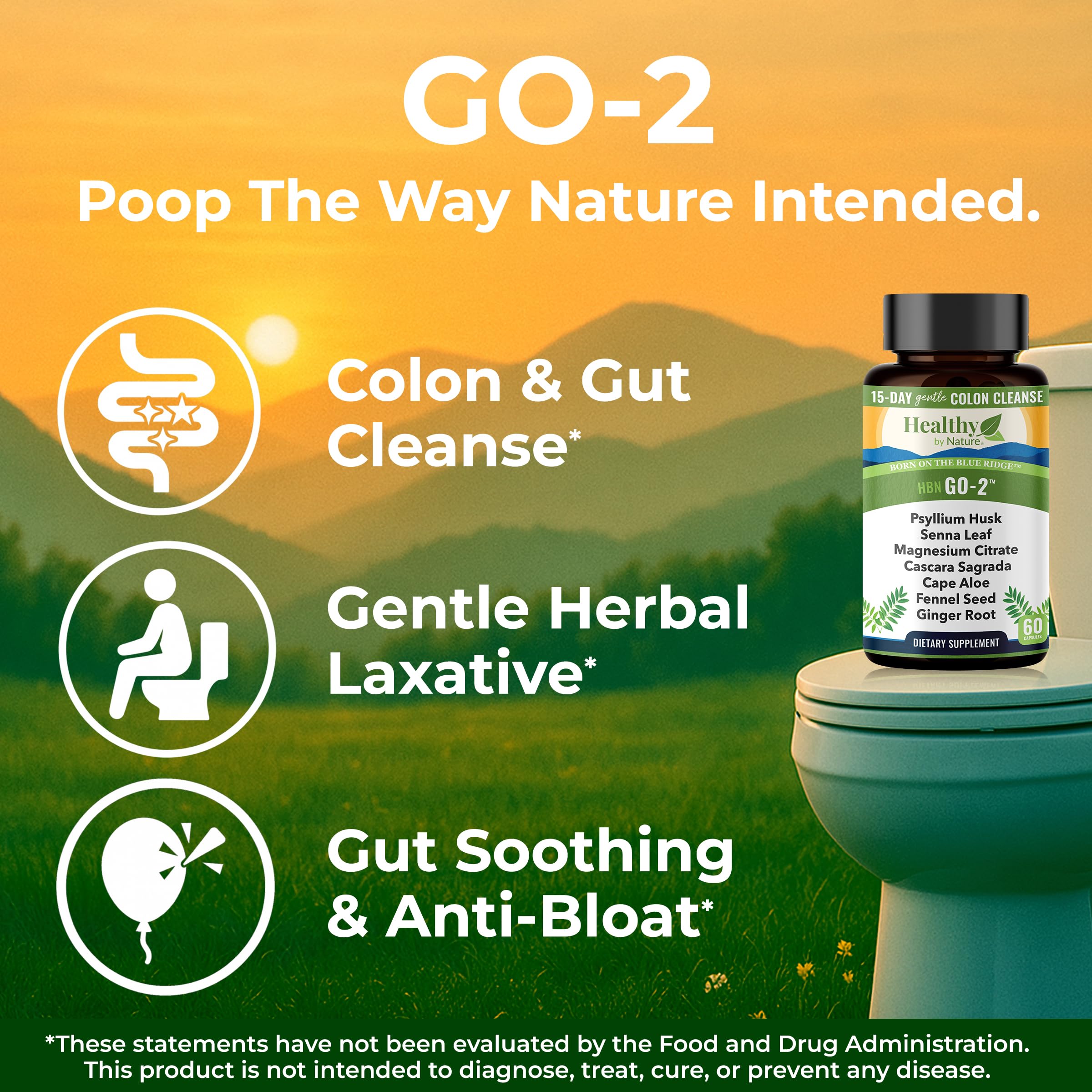 Healthy by Nature Colon Cleanse label front highlighting vegan, non-GMO formula