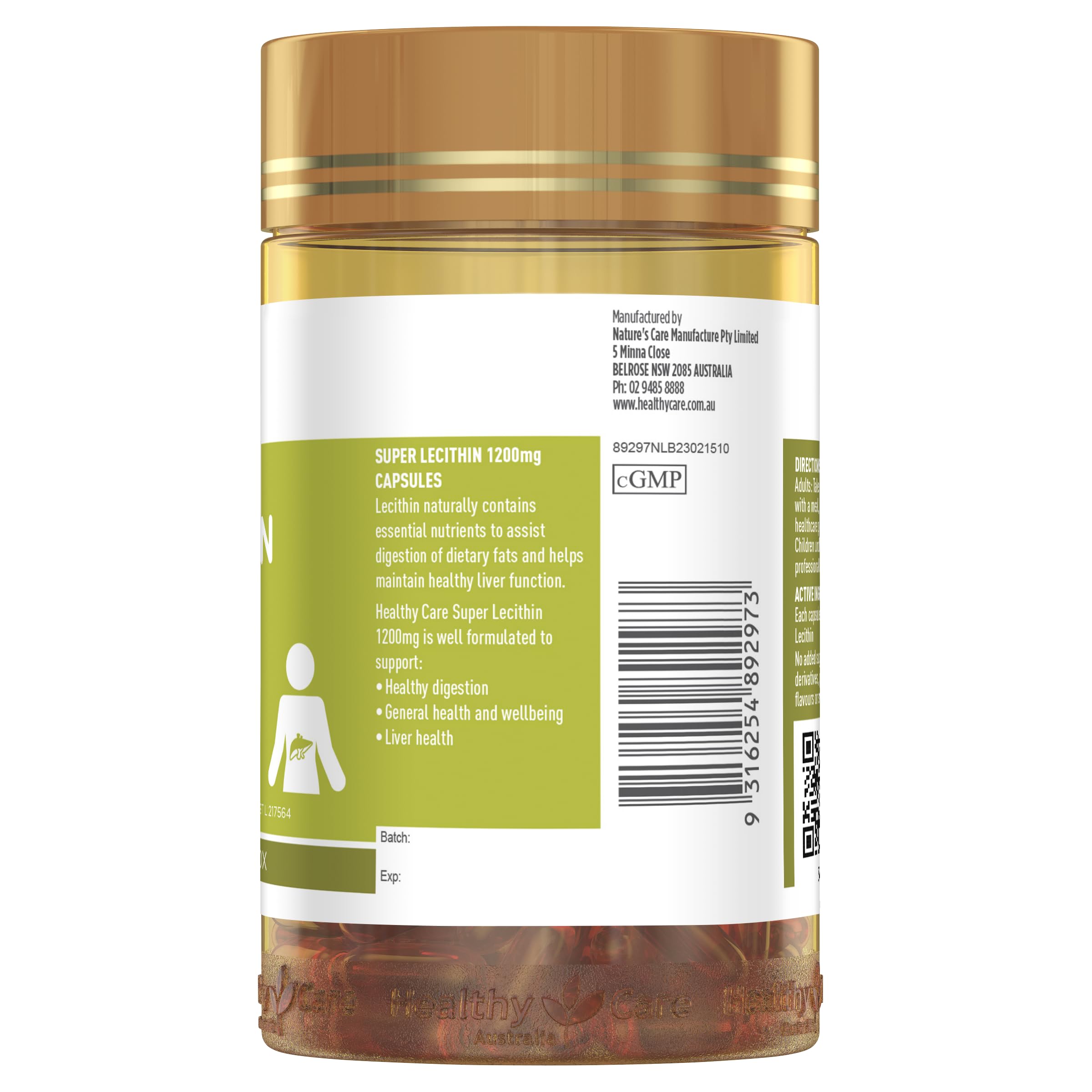 Healthy Care Lecithin 1200mg capsules daily use and lipid health