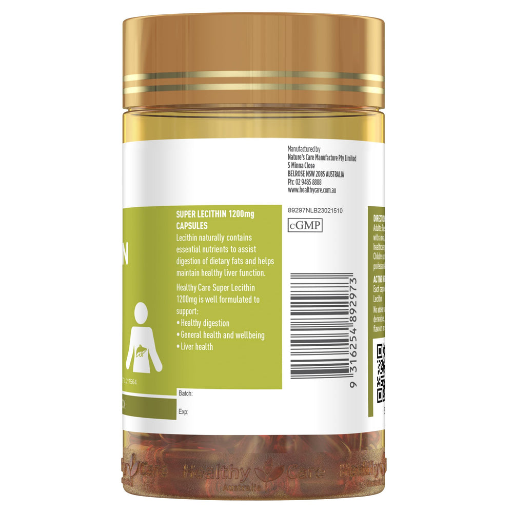 Healthy Care Lecithin 1200mg capsules daily use and lipid health