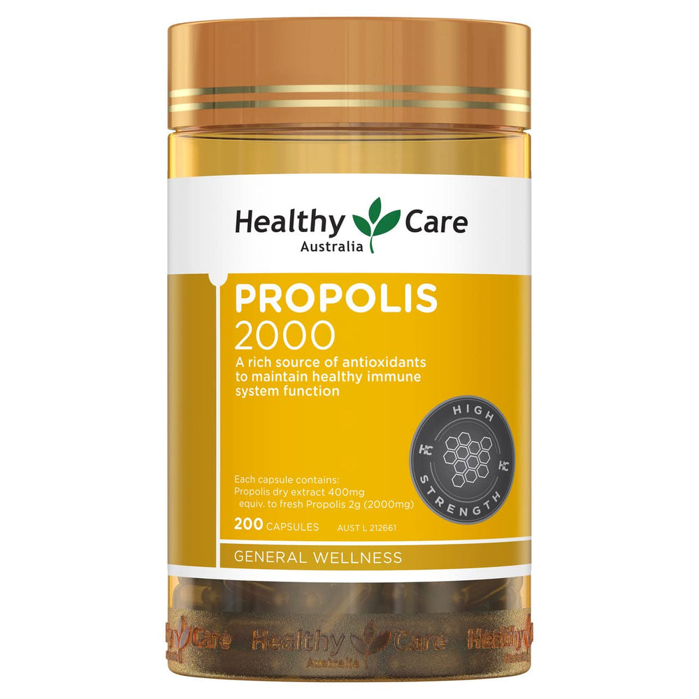 Healthy Care Propolis 2000mg bottle for easy daily wellness routines.