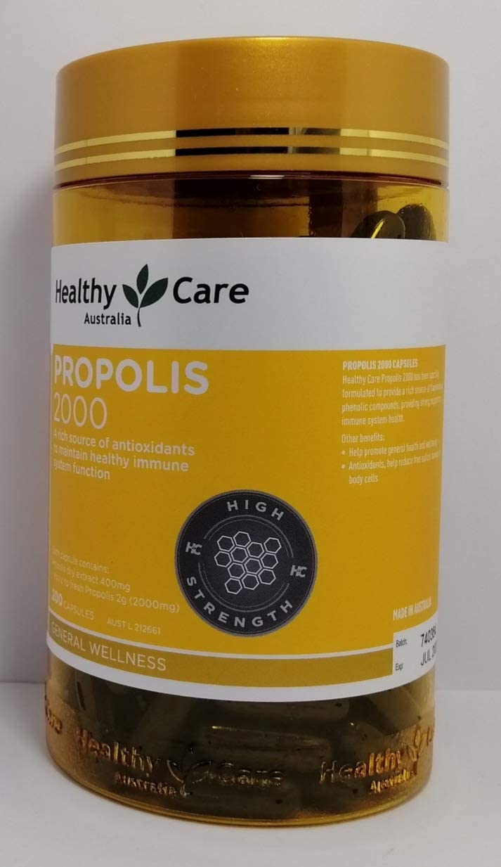 Healthy Care Propolis 2000mg packaging box with clear labeling.