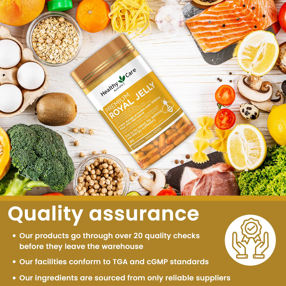 Healthy Care Royal Jelly 1000 Australian flag endorsement for quality