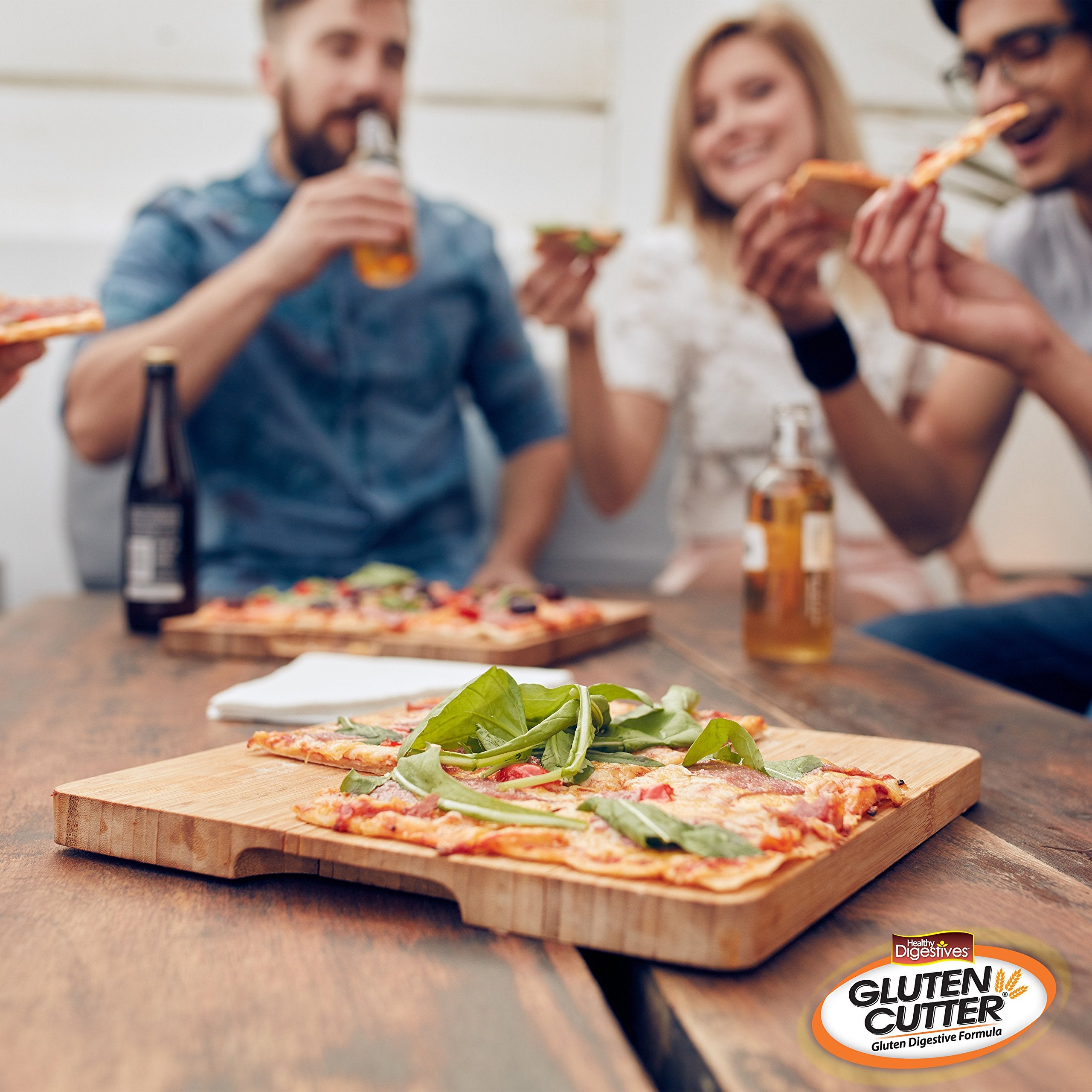 Healthy Delights Gluten Cutter cap close-up emphasizes easy pre-meal dosing