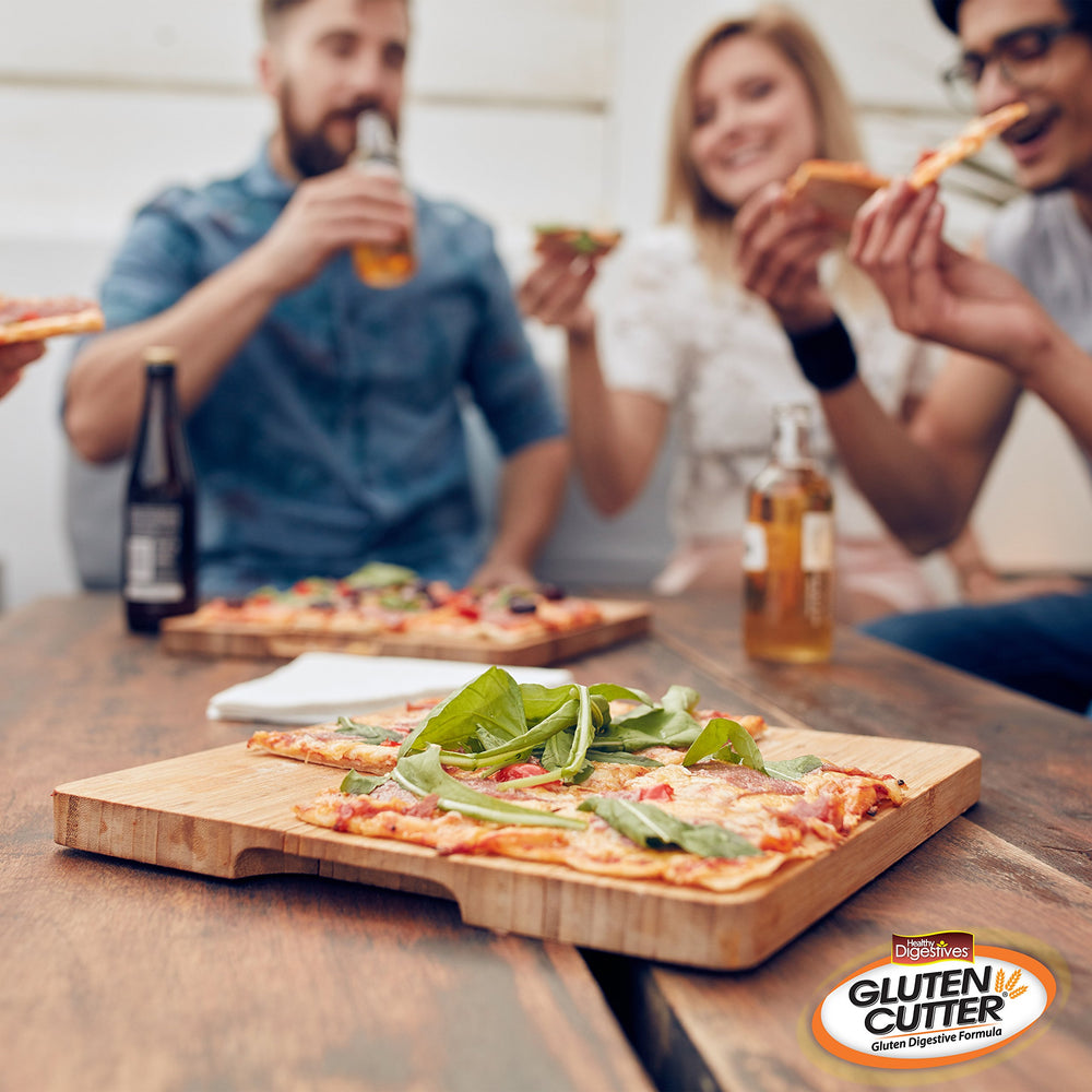 Healthy Delights Gluten Cutter cap close-up emphasizes easy pre-meal dosing