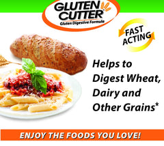 Healthy Delights Gluten Cutter capsules close-up highlighting convenient meal-time capsules