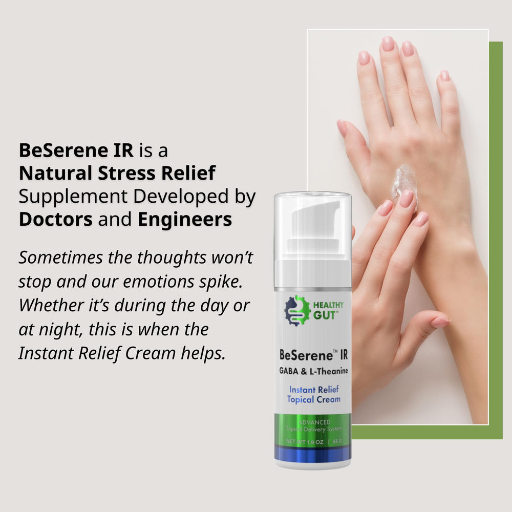 Healthy Gut BeSerene IR packaging box highlighting branding