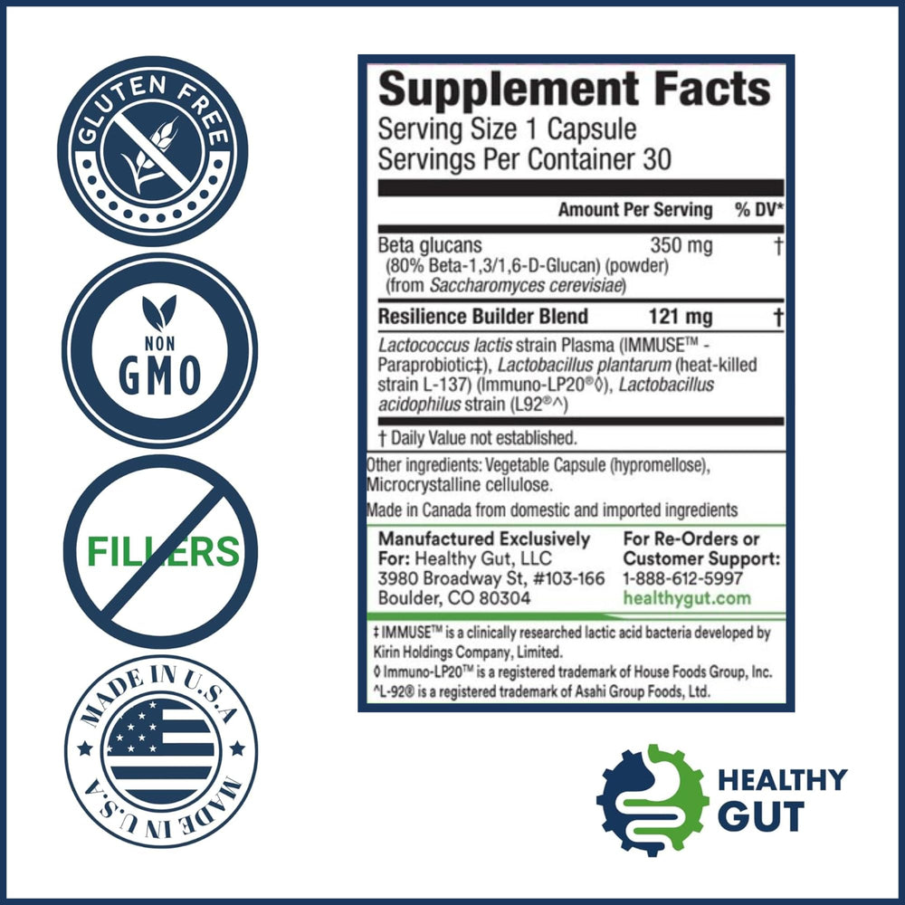 Healthy Gut HoloImmune bottle pour, easy to sprinkle on foods.