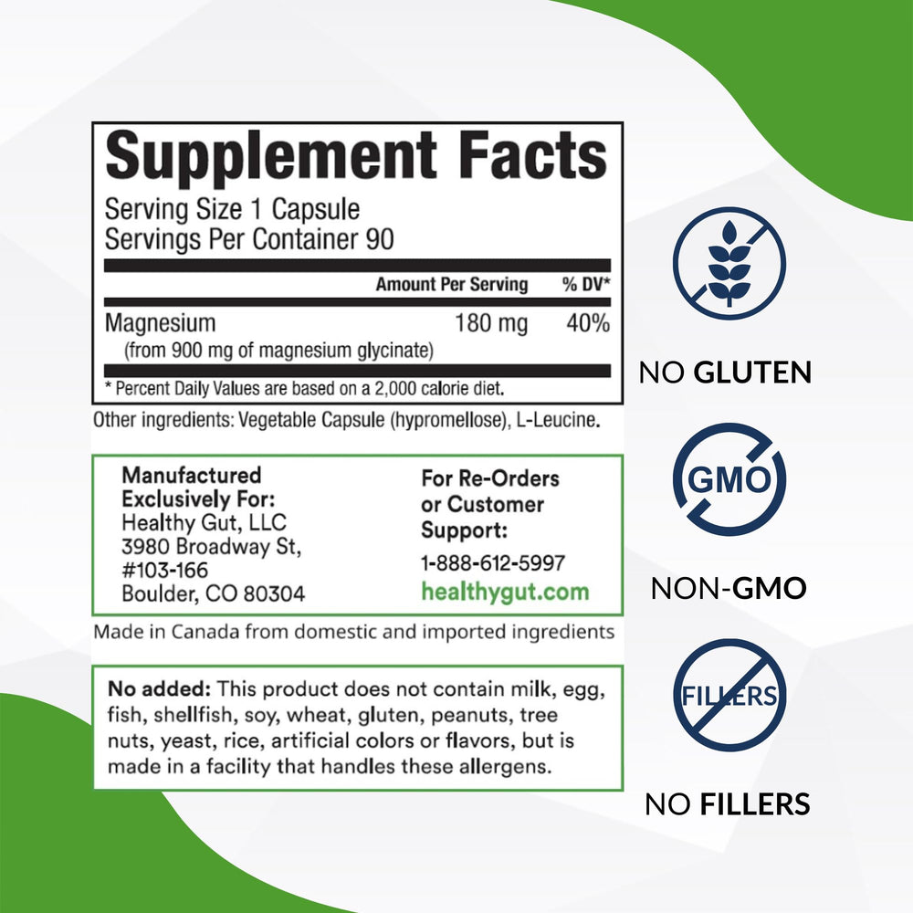 Healthy Gut Magnesium-HP capsules pour showing an easy-to-swallow, high-potency daily dose.
