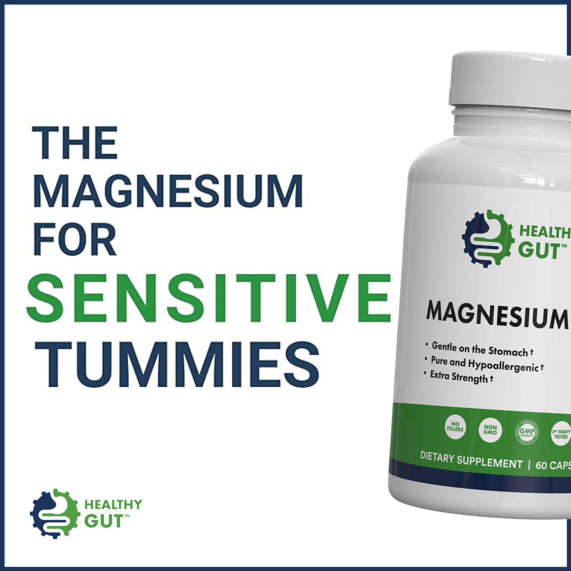 Healthy Gut Magnesium-HP glycine chelation illustration for enhanced delivery