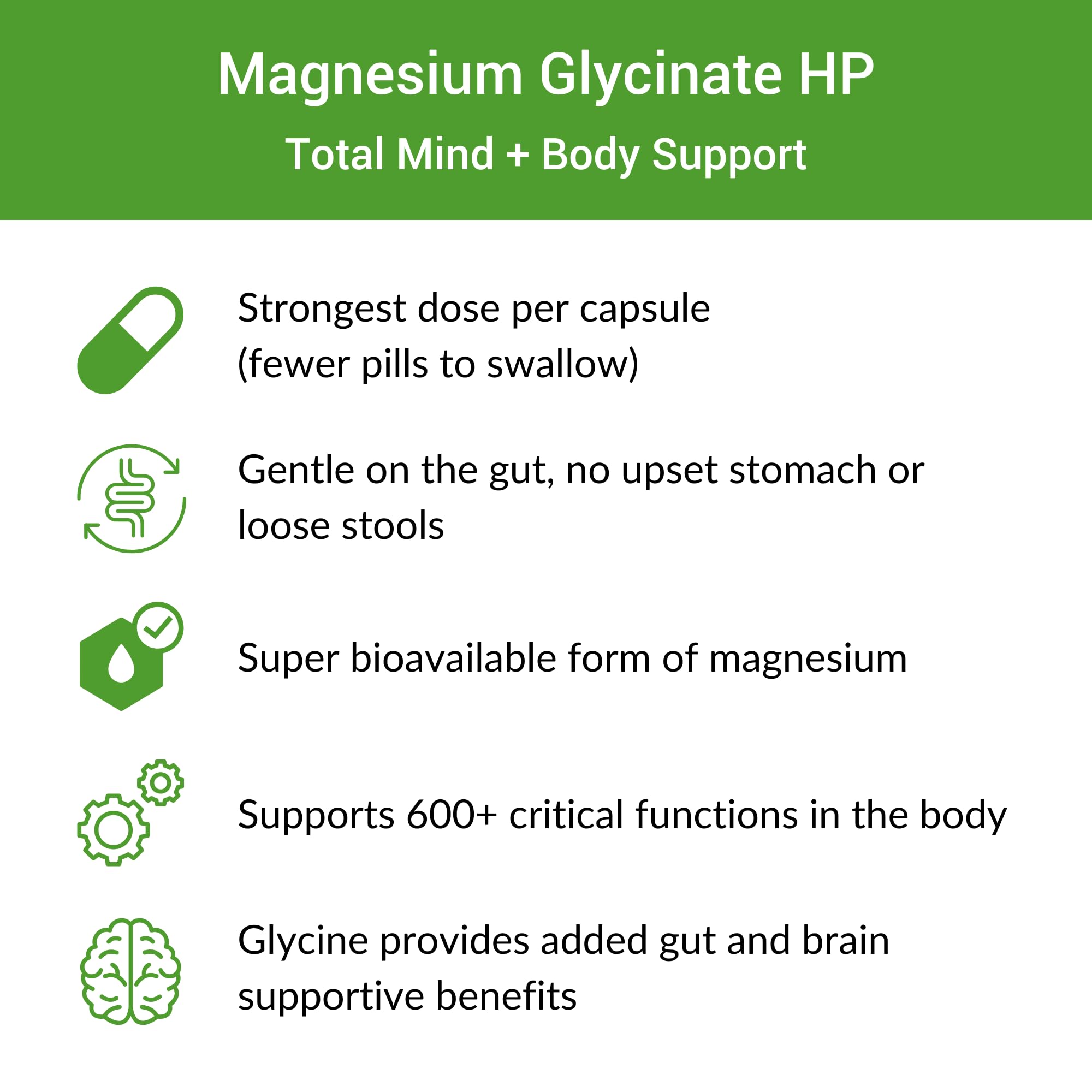 Healthy Gut Magnesium-HP serving information emphasizing 60 servings per bottle