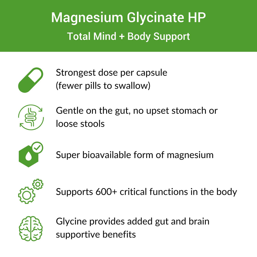Healthy Gut Magnesium-HP serving information emphasizing 60 servings per bottle