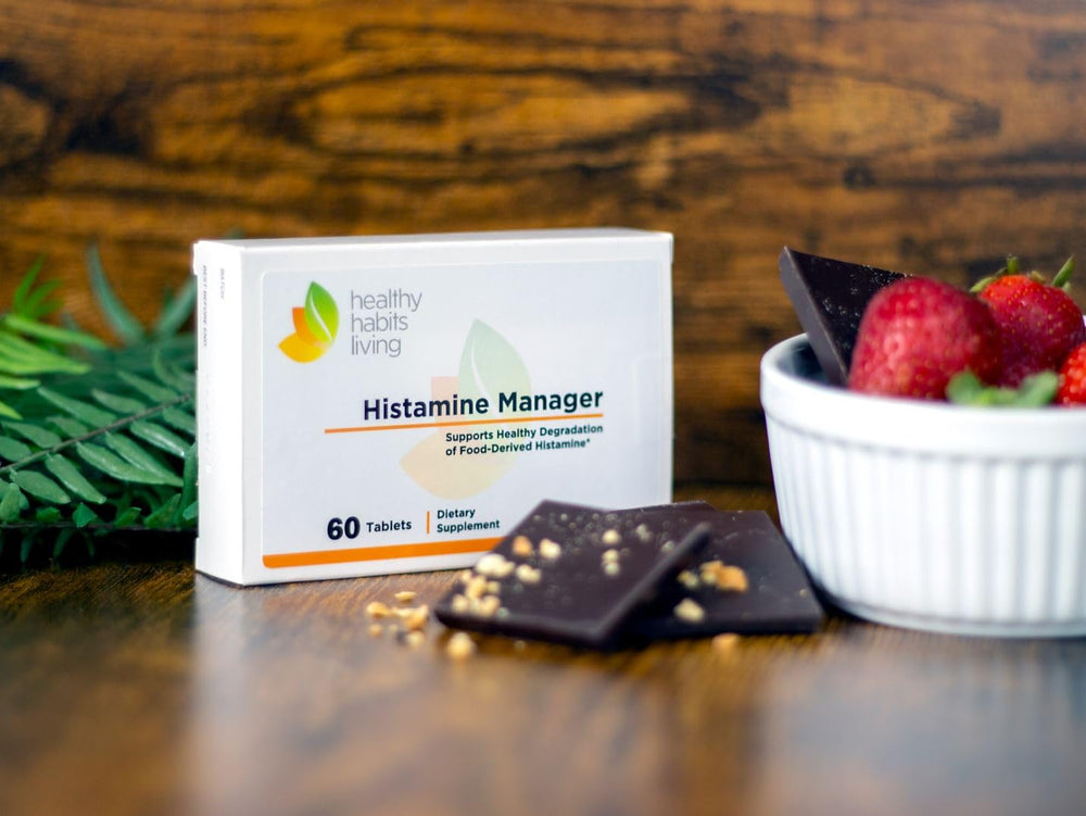 Healthy Habits Living Histamine Manager packaging showing serving size info.