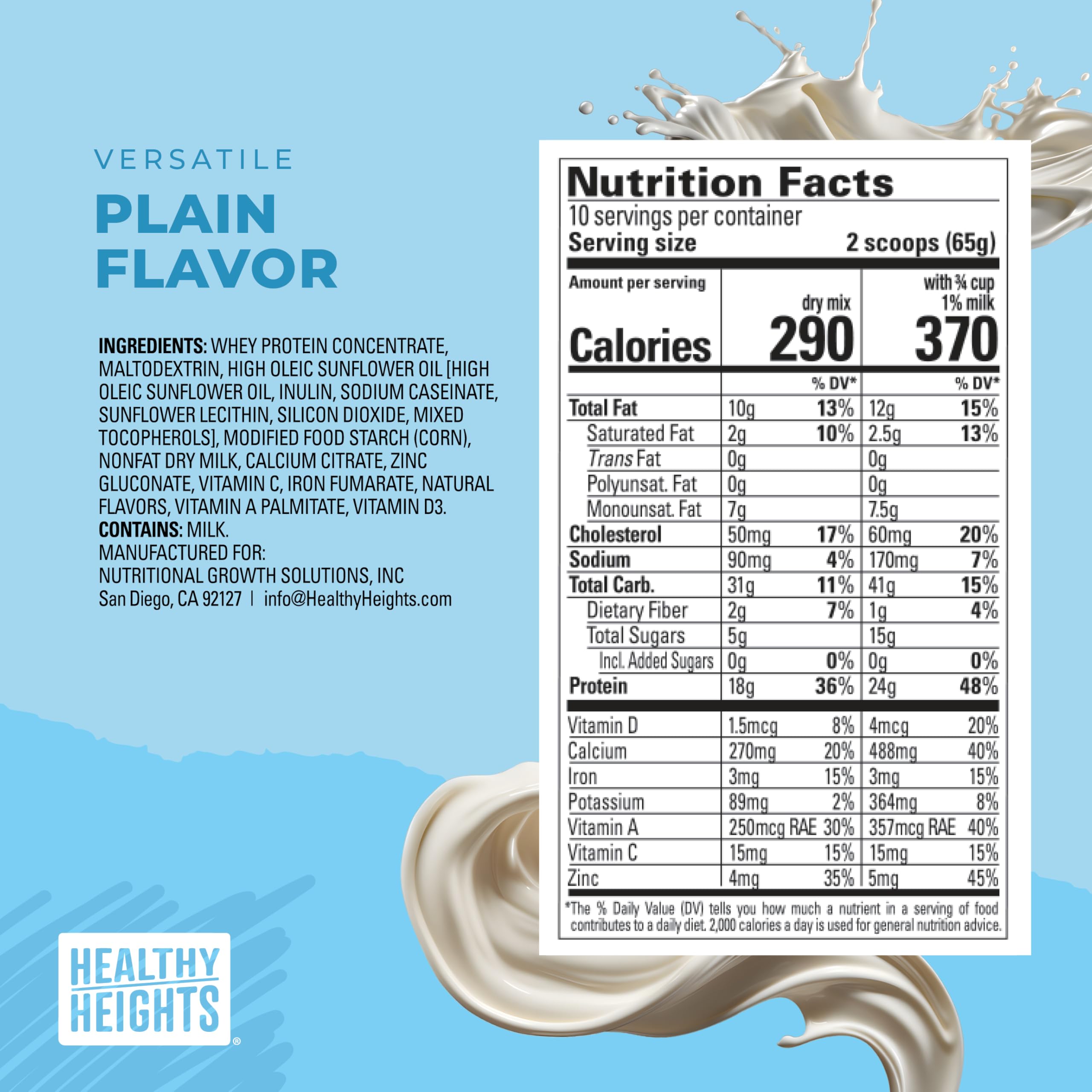 Measuring scoop for Healthy Heights Grow Daily protein powder, accurate serving size.