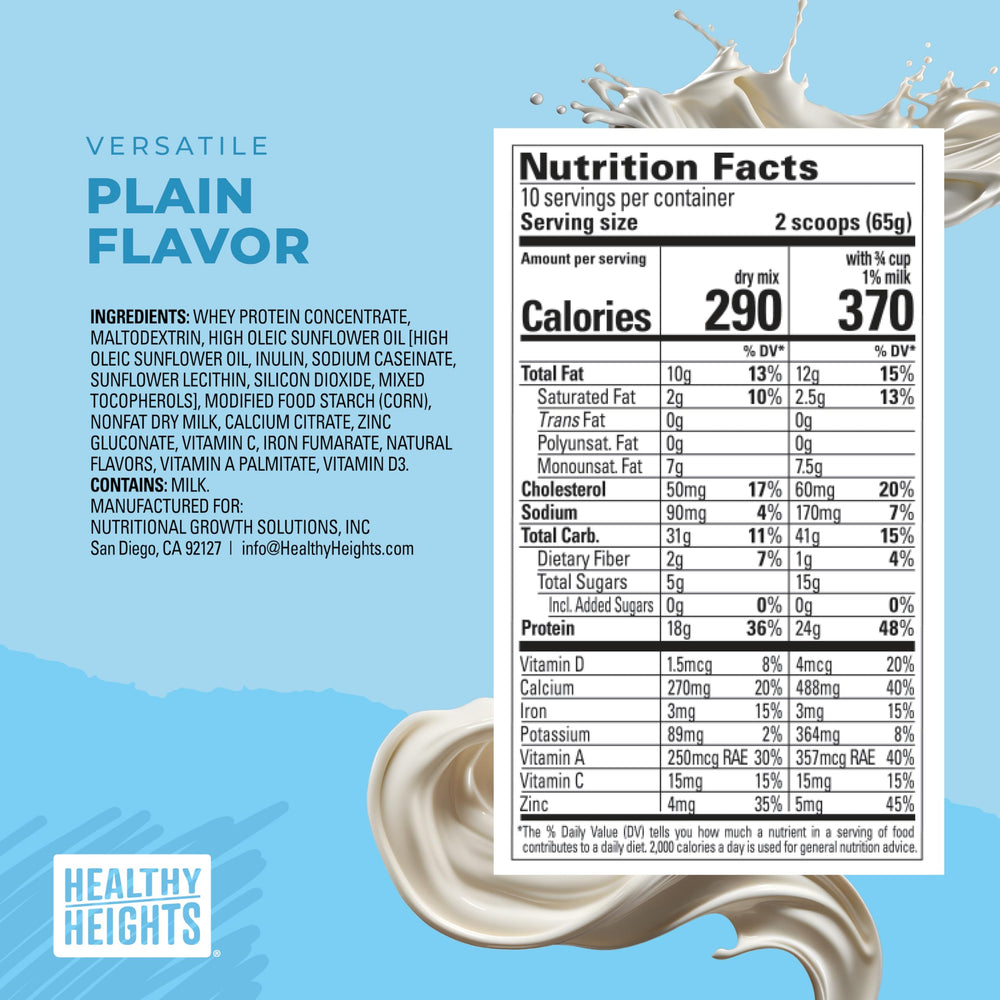 Measuring scoop for Healthy Heights Grow Daily protein powder, accurate serving size.