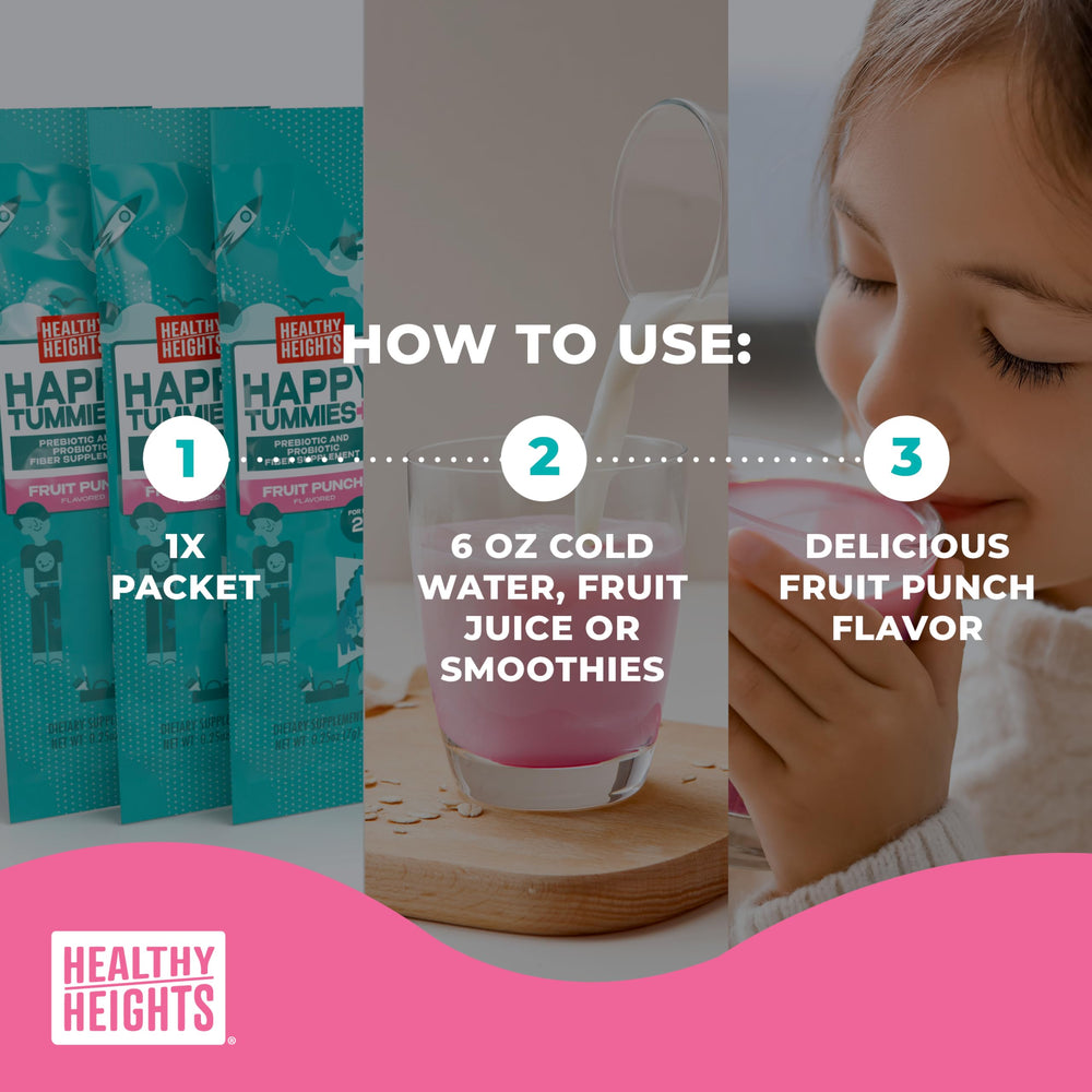 Probiotic and whey protein label close-up signaling balanced microbiome support for kids.