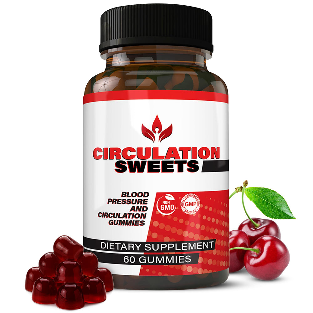 Healthy Living Association Circulation Sweets beet gummies bottle illustrating circulation support