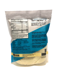 Nutrition panel on Healthy 'N Fit tub highlights protein quality and ingredients.