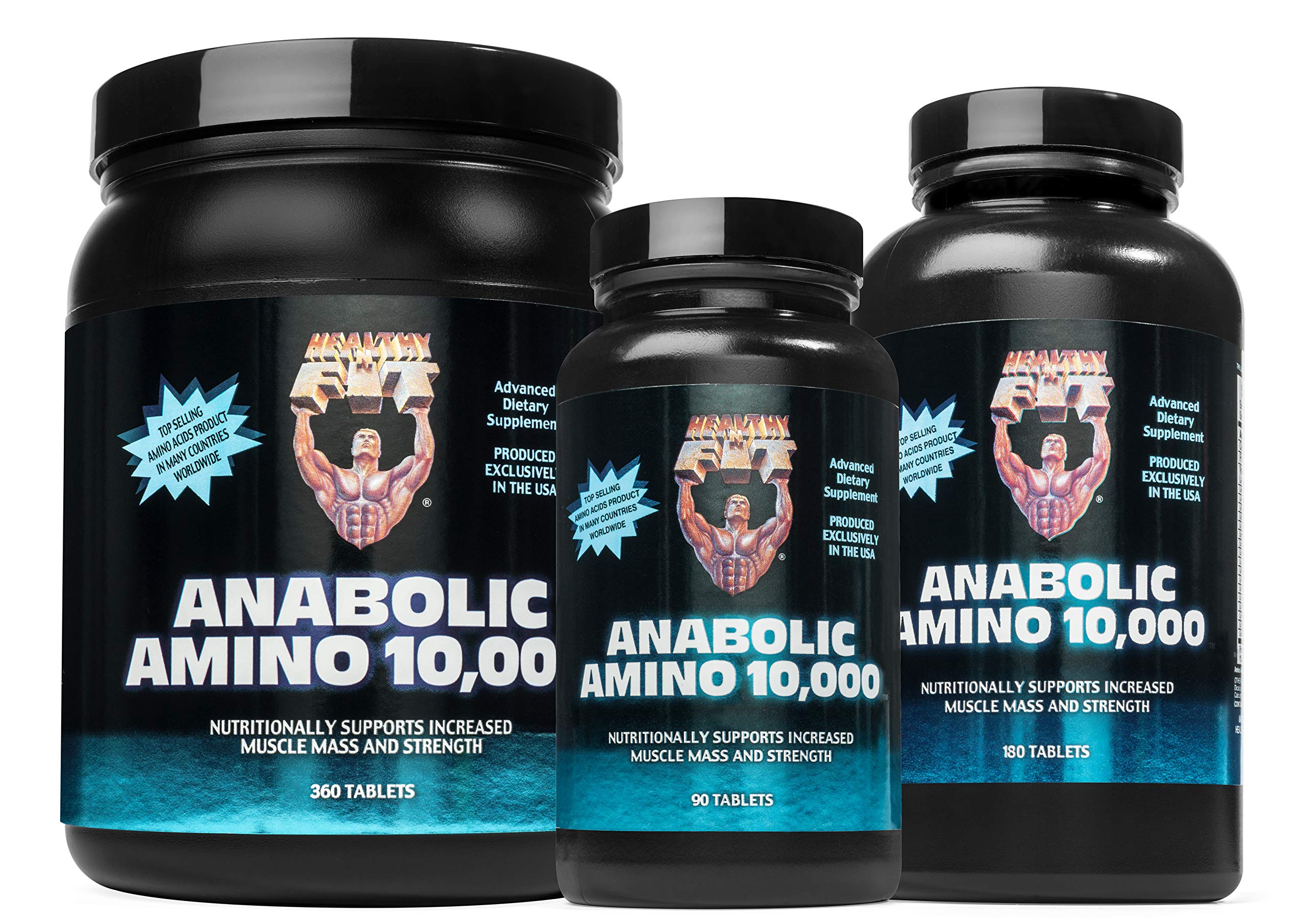 Healthy 'N Fit Amino 10,000 ingredients graphics communicates essential and BCAA coverage