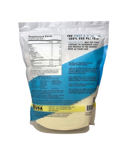 Healthy 'N Fit egg protein Banana label close-up showing natural formulation.