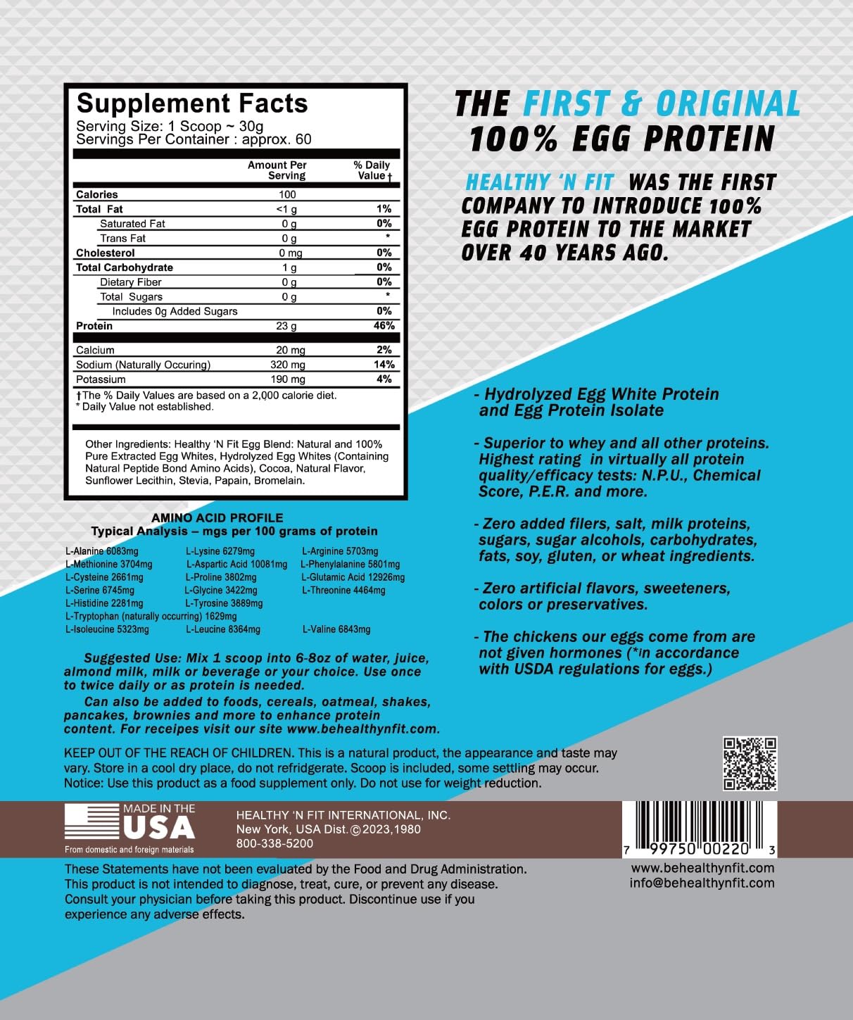 Close-up of Healthy 'N Fit label highlighting zero sugars and lactose absence