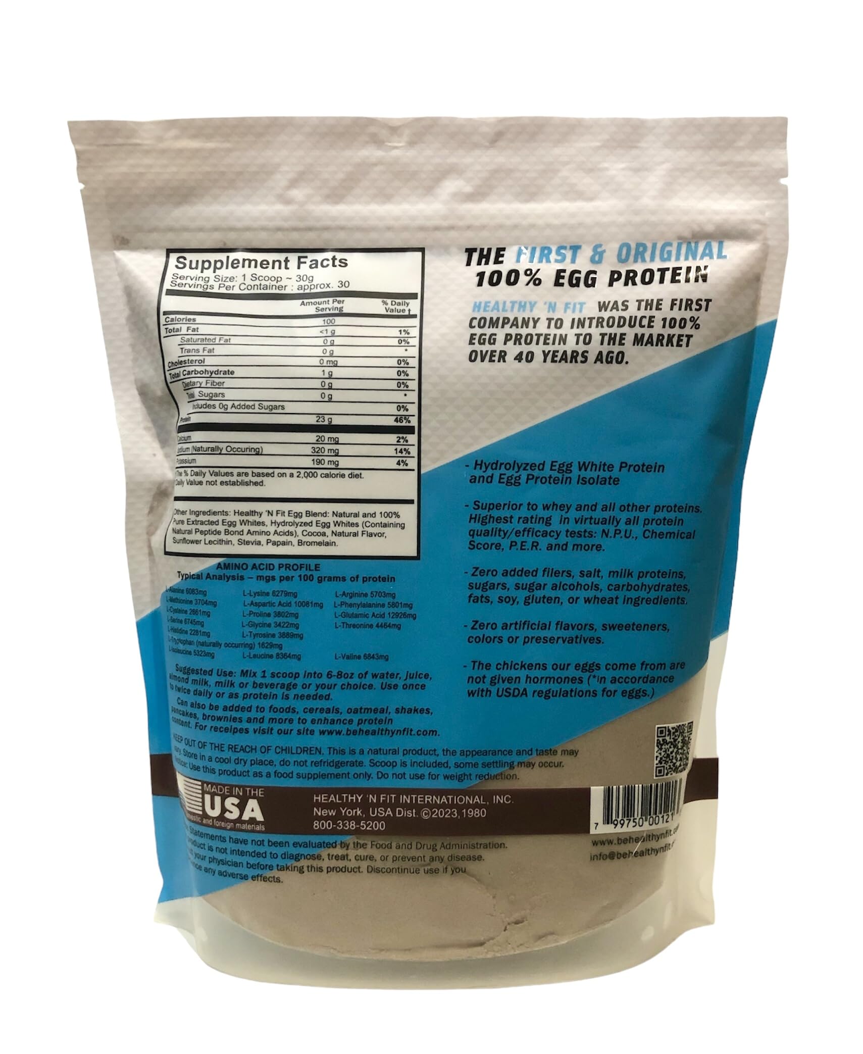 Healthy 'N Fit Heavenly Chocolate 2lb label closeup shows natural flavor and clean ingredients