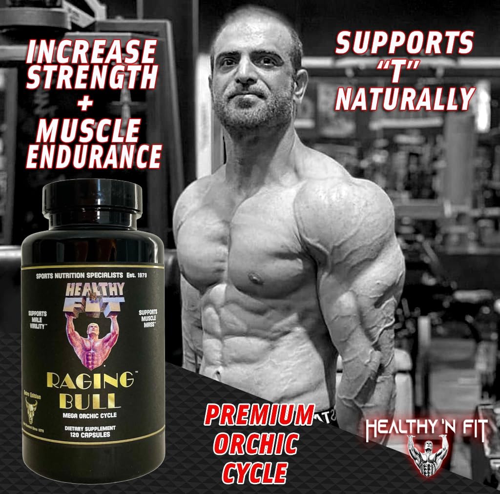 Healthy 'N Fit Raging Bull Mega Orchic ingredient panel highlights key nutrients